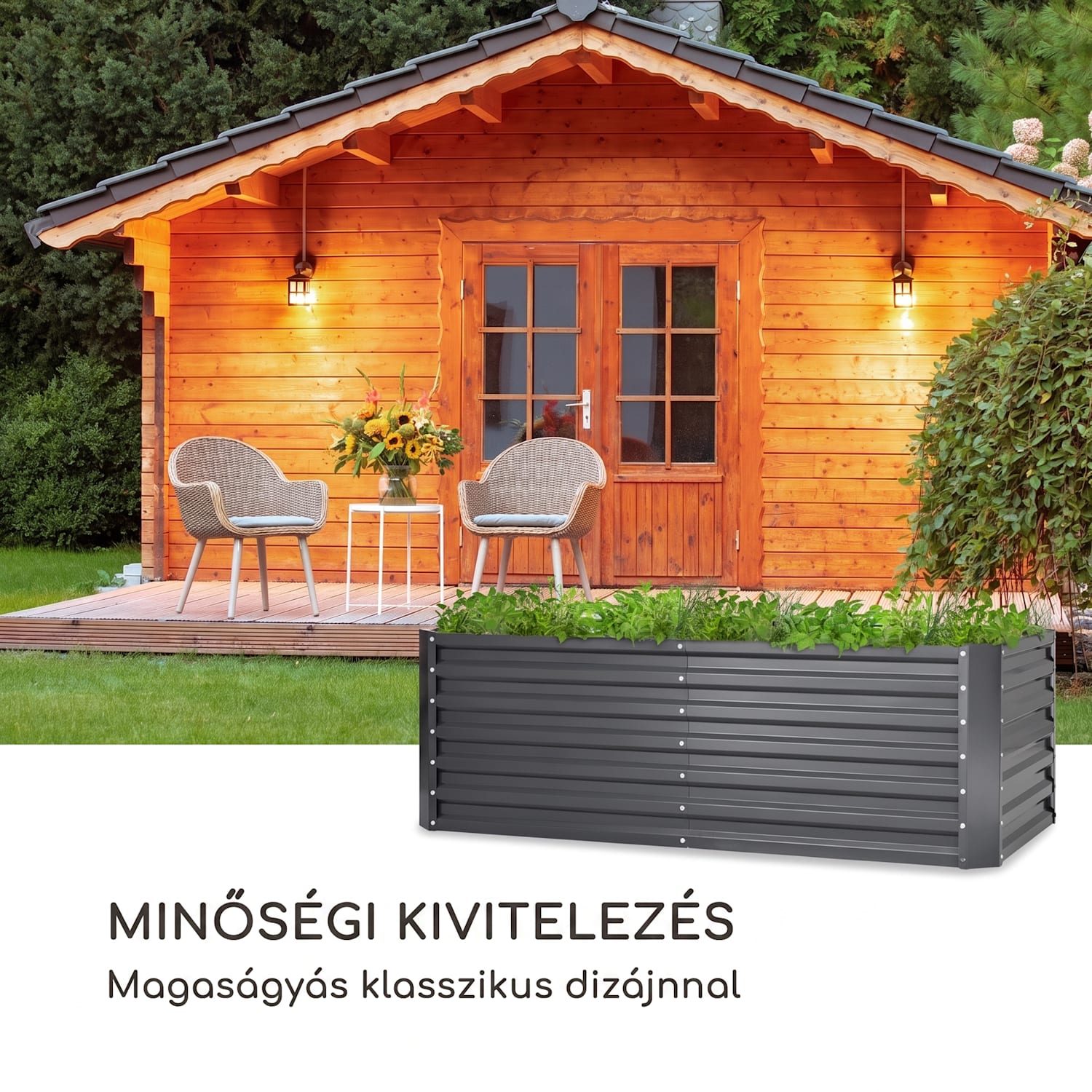 High Grow Straight, magaságyás, 180 x 60 x 90 cm, 970 l, horganyzott acél 180 x 90 x 60 cm | Antracit