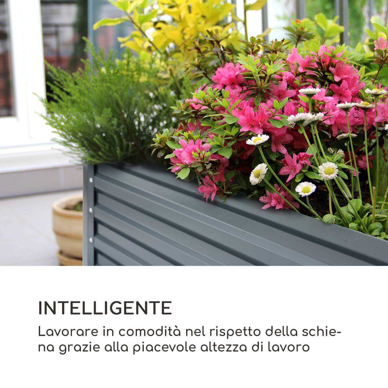 High Grow Straight letto da giardino 180 x 60 x 90 cm 970 l acciaio zincato 180 x 90 x 60 cm | Antracite