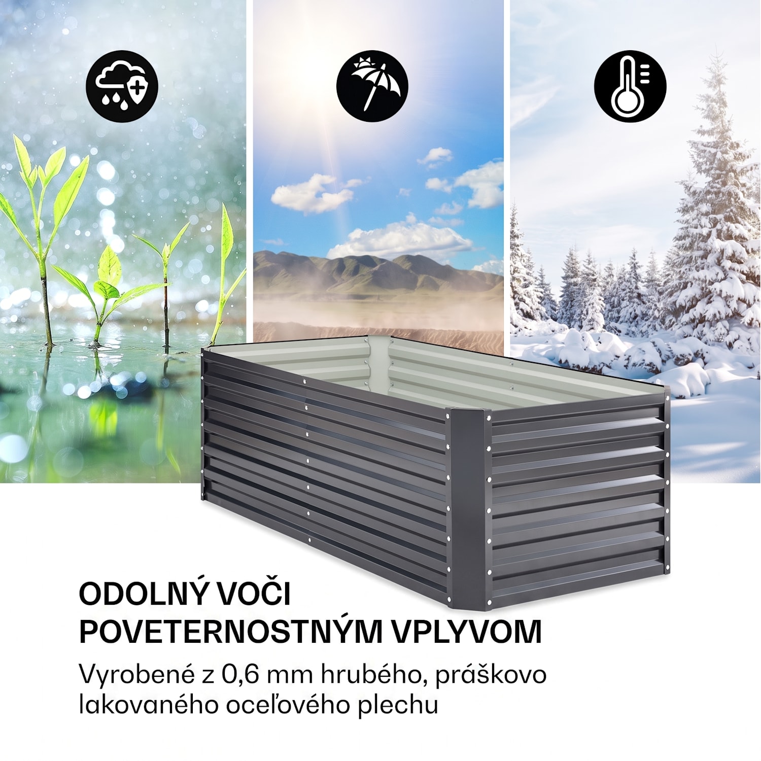 High Grow Straight, vyvýšený záhon, 180 x 60 x 90 cm, 970 l, pozinkovaná oceľ 180 x 90 x 60 cm | Antracit
