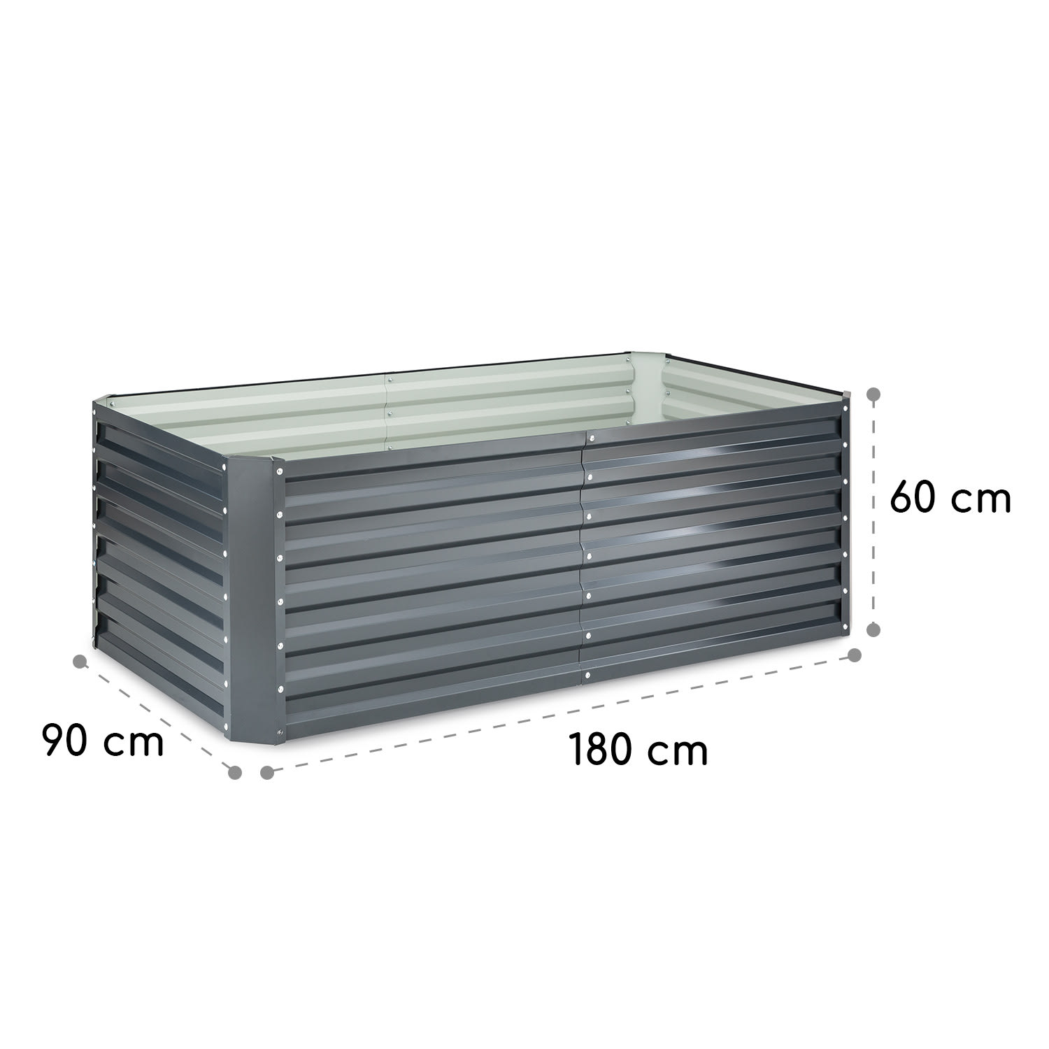 High Grow Straight huerto elevado 180 x 60 x 90 cm 970 l acero galvanizado 180 x 90 x 60 cm | Antracita
