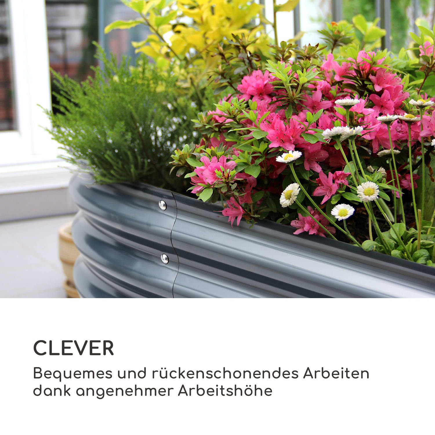 High Grow Hochbeet 160 x 80 x 80 cm Stahl-Wellblech einfacher Aufbau 160 x 80 x 80 cm | Anthrazit