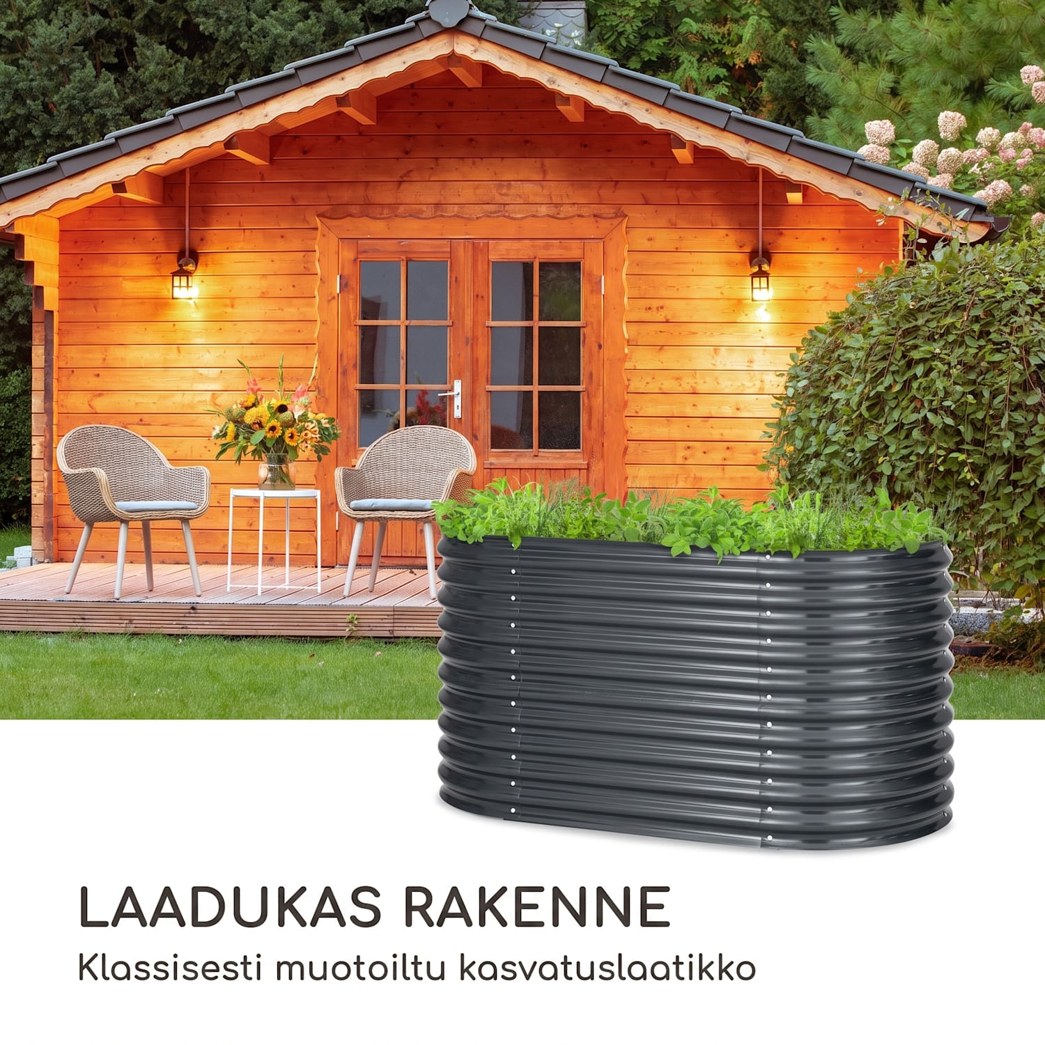 High Grow kohopenkki 160 x 80 x 80 cm teräs-aaltopelti helppo koota 160 x 80 x 80 cm | Antrasiitti