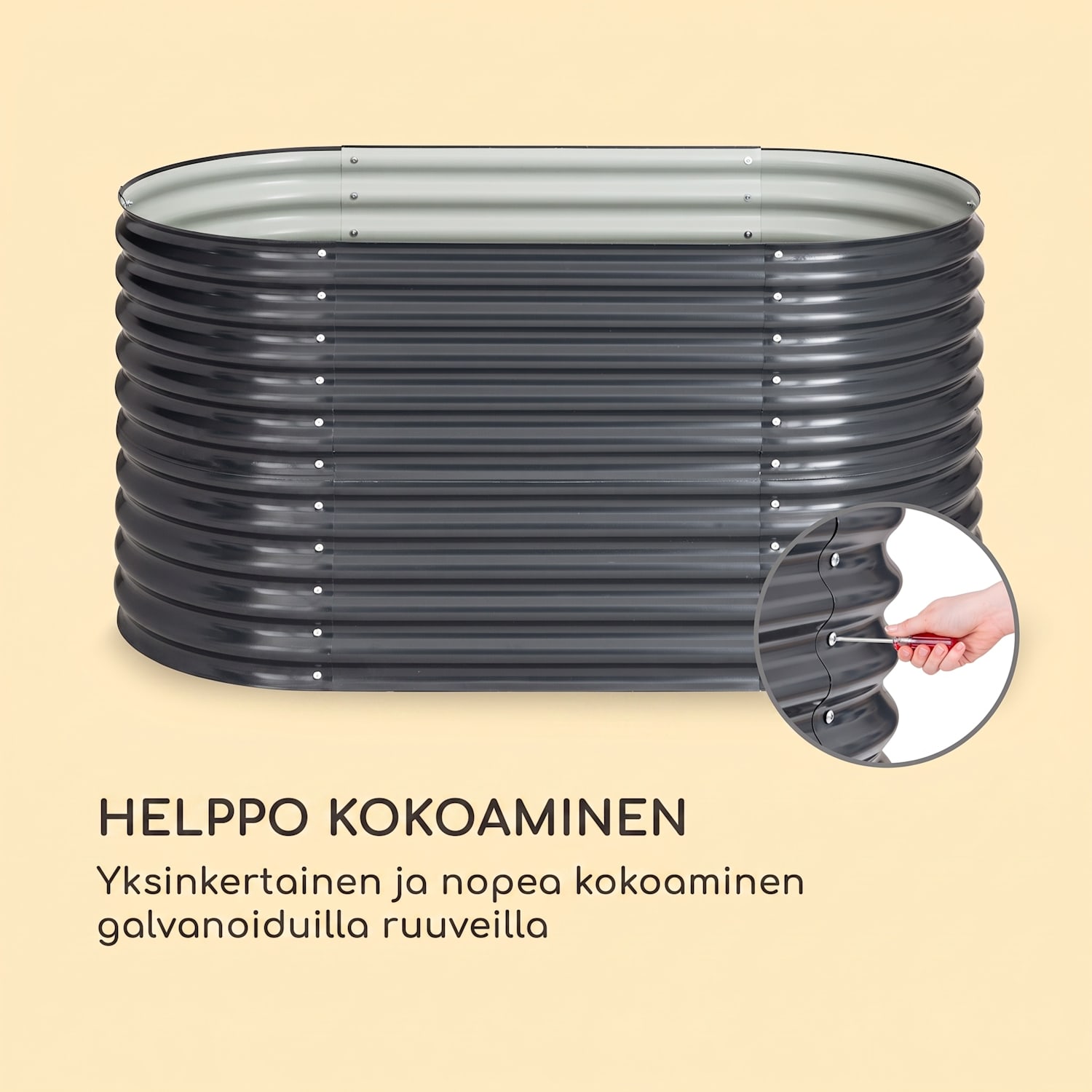 High Grow kohopenkki 160 x 80 x 80 cm teräs-aaltopelti helppo koota 160 x 80 x 80 cm | Antrasiitti