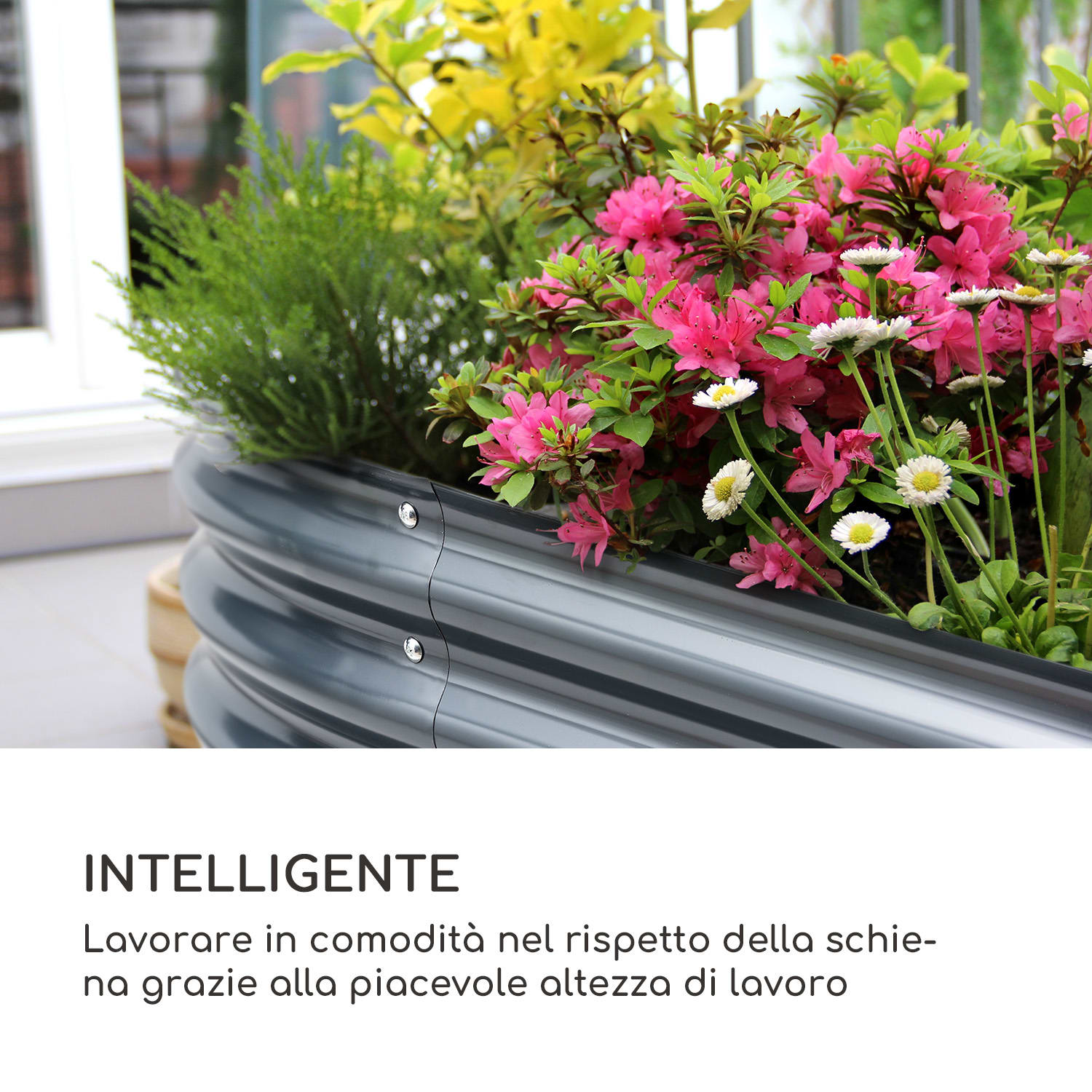High Grow fioriera rialzata, 160 x 80 x 80 cm, in lamiera d'acciaio ondulata, facile da montare 160 x 80 x 80 cm | Antracite