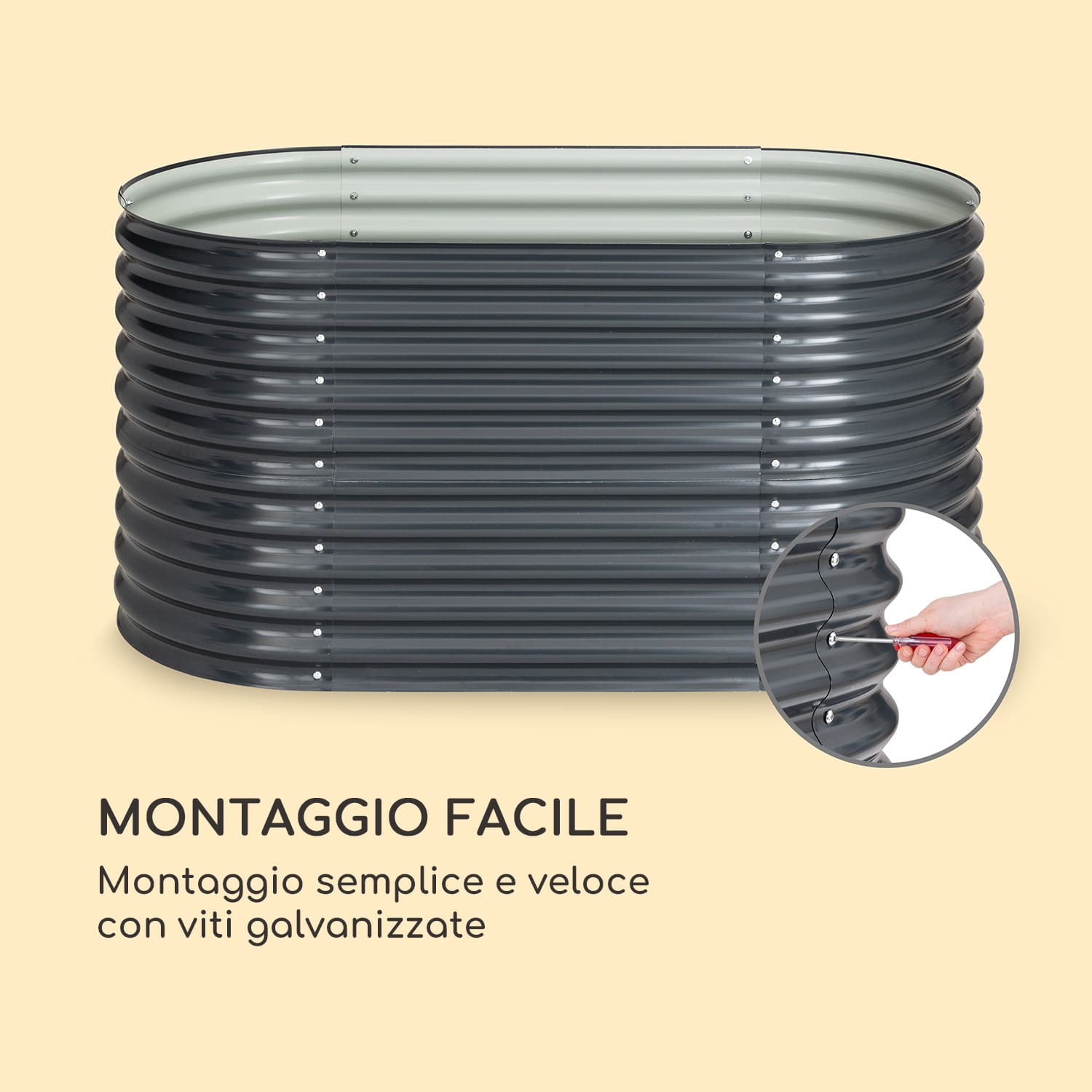 High Grow fioriera rialzata, 160 x 80 x 80 cm, in lamiera d'acciaio ondulata, facile da montare 160 x 80 x 80 cm | Antracite