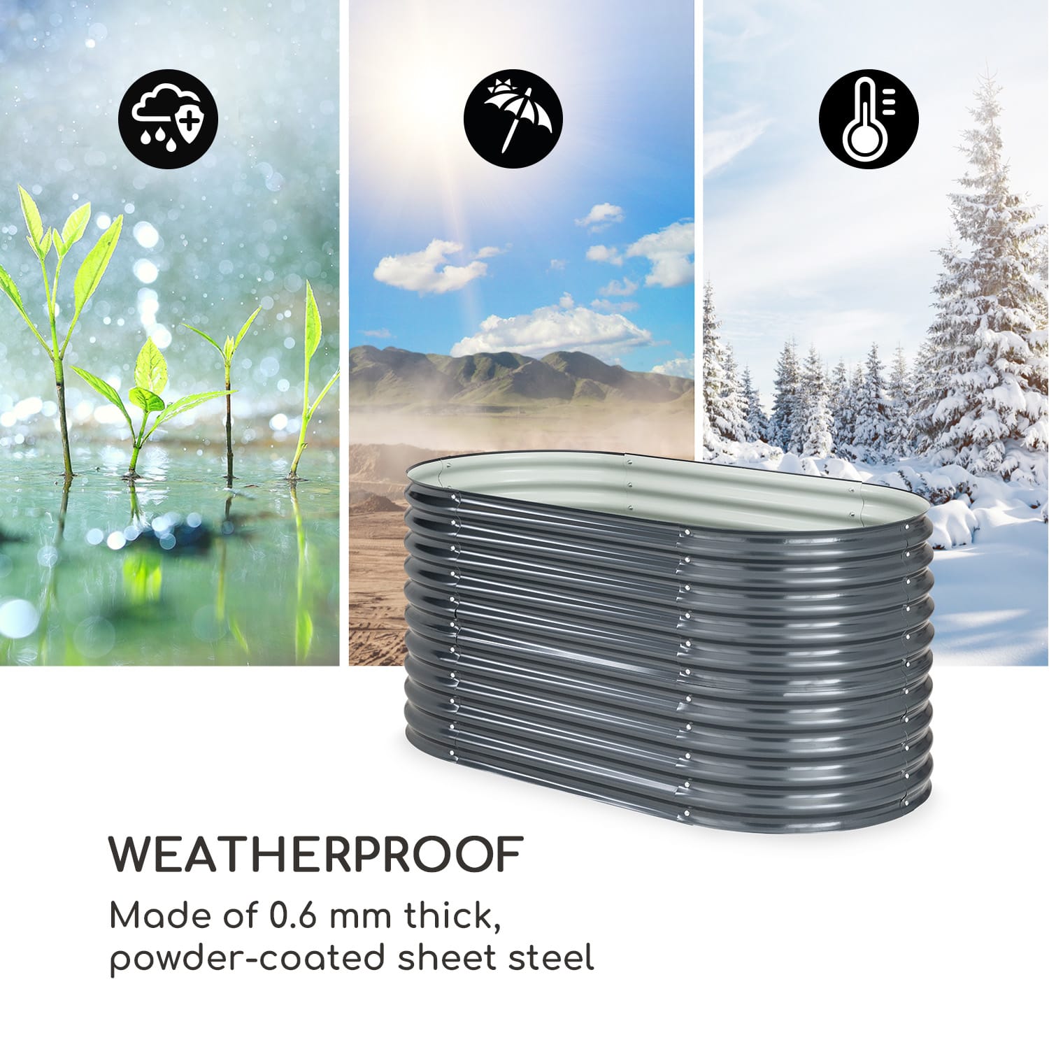 High Grow, vyvýšený záhon, 160 x 80 x 80 cm, vlnovitý plech, jednoduchá montáž 160 x 80 x 80 cm | Antracit