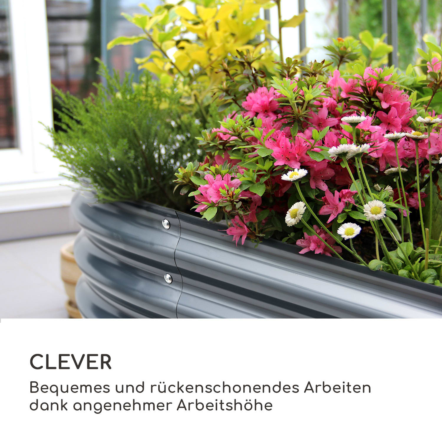 High Grow Hochbeet 200 x 80 x 100 cm Stahl-Wellblech einfacher Aufbau  200 x 100 x 80 cm | Anthrazit