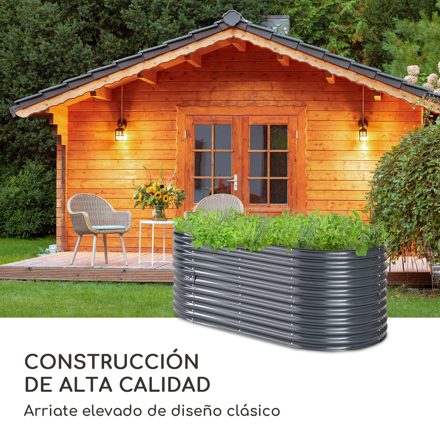 Maceta elevada High Grow 200 x 80 x 100 cm de acero corrugado fácil de montar  200 x 100 x 80 cm | Antracita