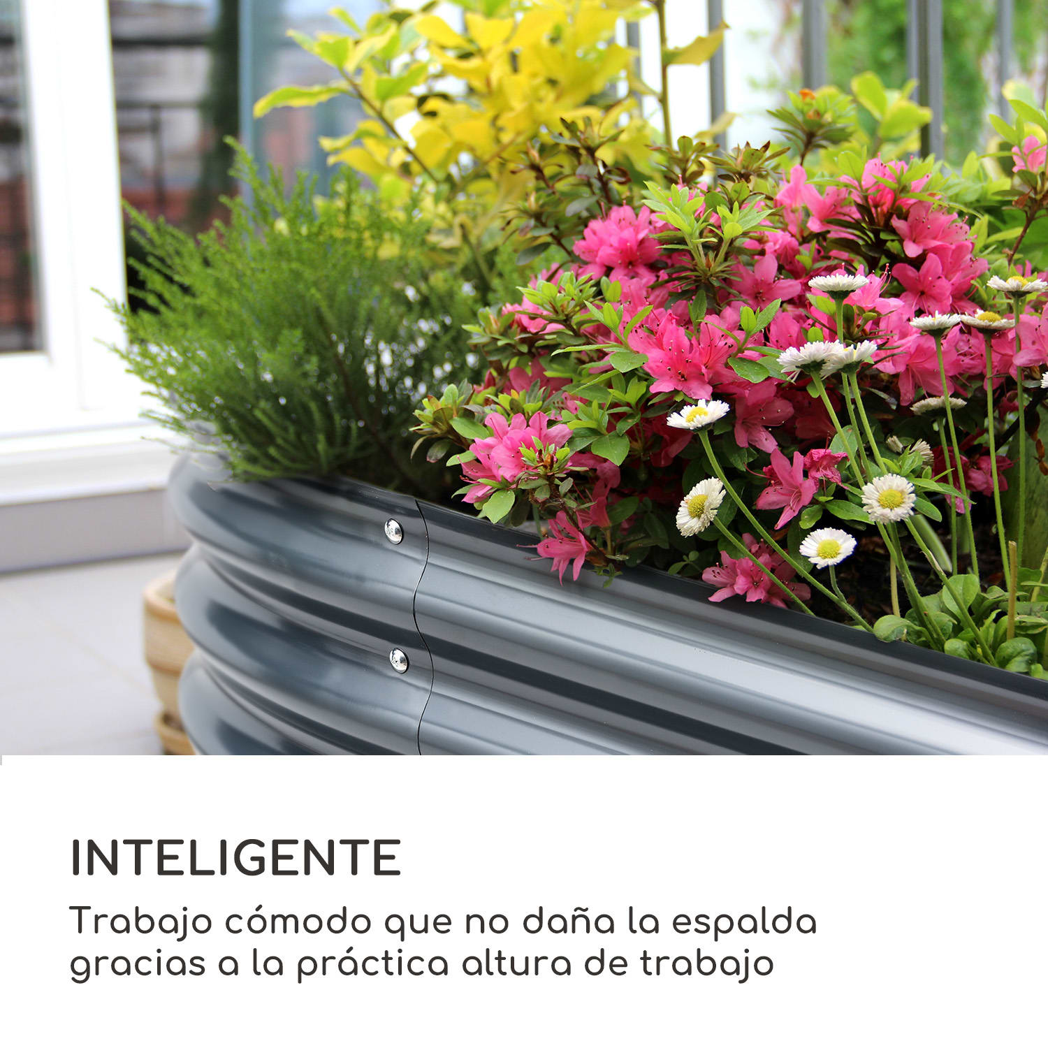 Maceta elevada High Grow 200 x 80 x 100 cm de acero corrugado fácil de montar  200 x 100 x 80 cm | Antracita