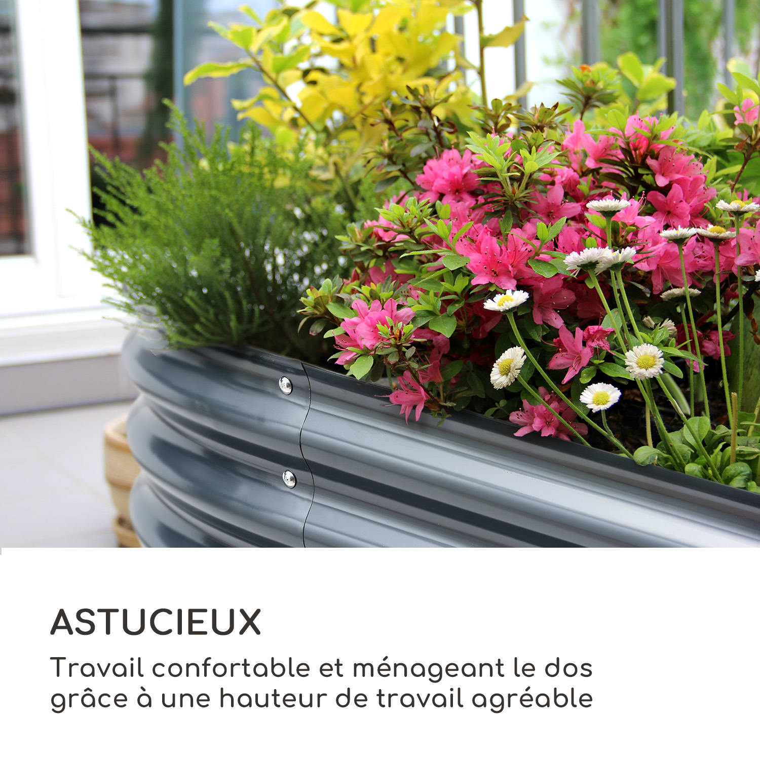 Jardinière surélevée High Grow 200 x 80 x 100 cm tôle d'acier ondulée montage facile  200 x 100 x 80 cm | Anthracite