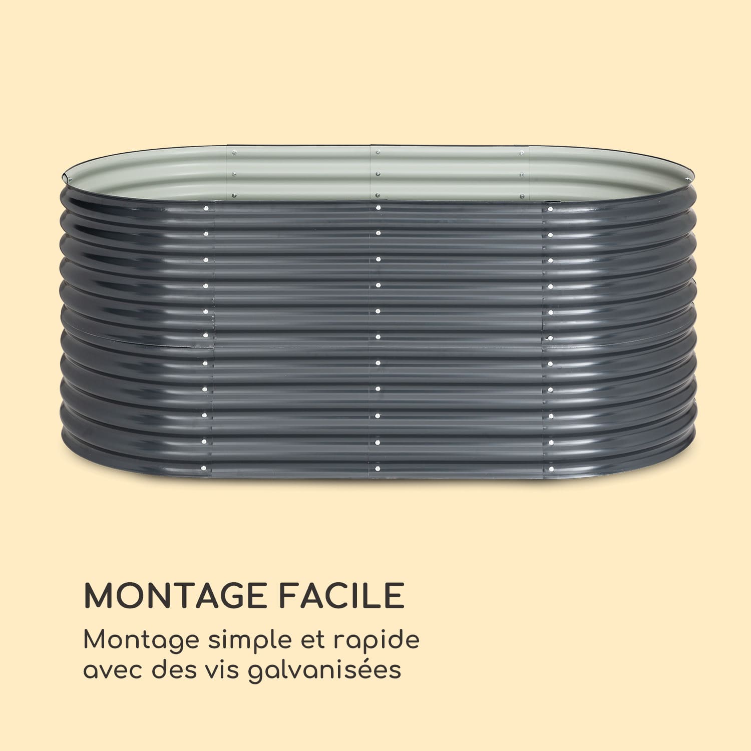 Jardinière surélevée High Grow 200 x 80 x 100 cm tôle d'acier ondulée montage facile  200 x 100 x 80 cm | Anthracite