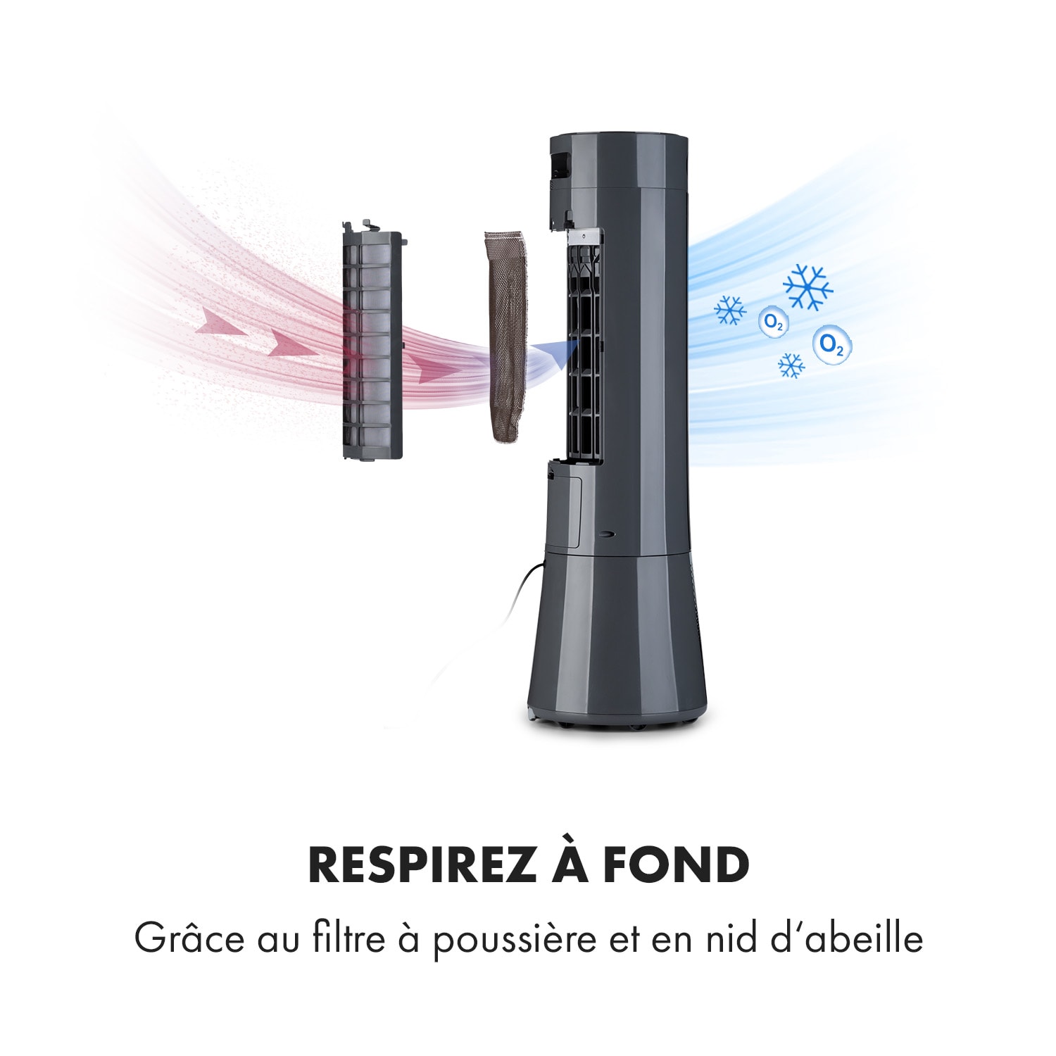 Rafraîchisseur d'air Skyscraper Frost 45 W  7 litres 2 packs de glace mobile 