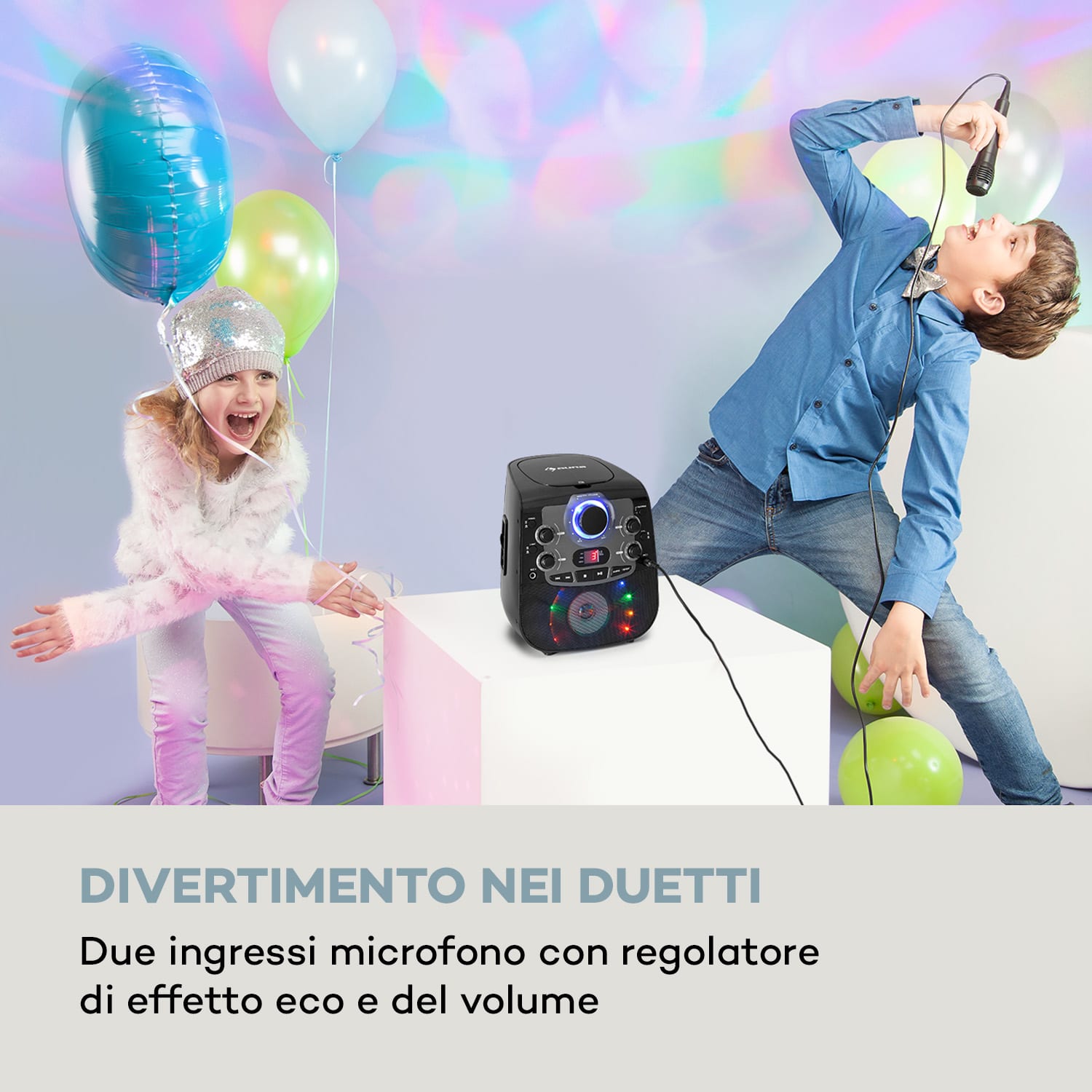 StarMaker 2.0, impianto per karaoke, Bluetooth, lettore CD, incl. microfono Nero
