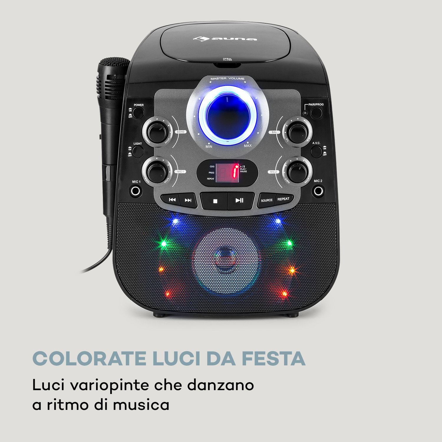 StarMaker 2.0, impianto per karaoke, Bluetooth, lettore CD, incl. microfono Nero