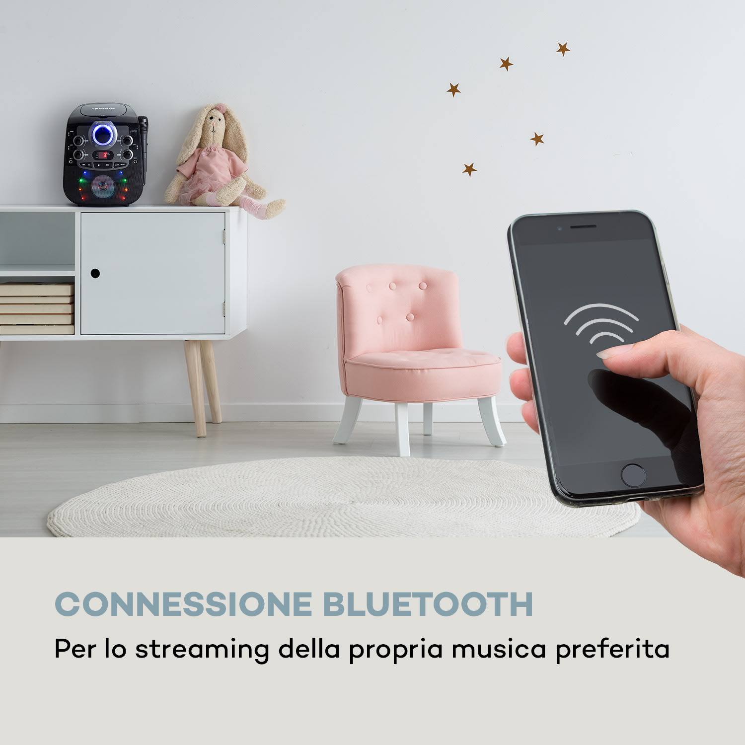 StarMaker 2.0, impianto per karaoke, Bluetooth, lettore CD, incl. microfono Nero