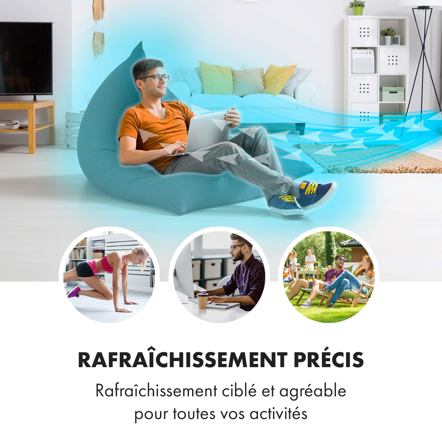 Cooler Rush Ventilateur rafraîchisseur d'air 5,5L 45W télécommande 5x packs de glace 