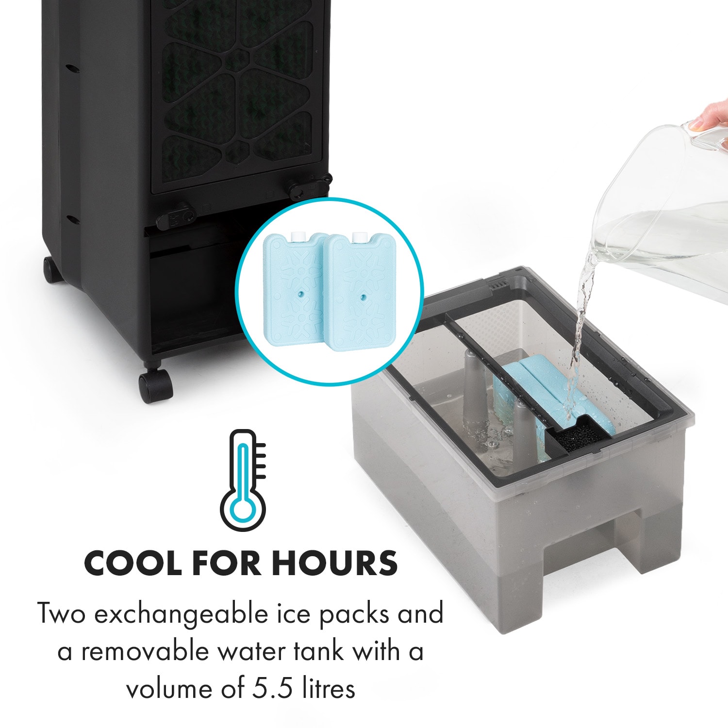 Cooler Rush, klimator, wentylator, 5,5 l, 45 W, pilot, 5 wkładów chłodzących