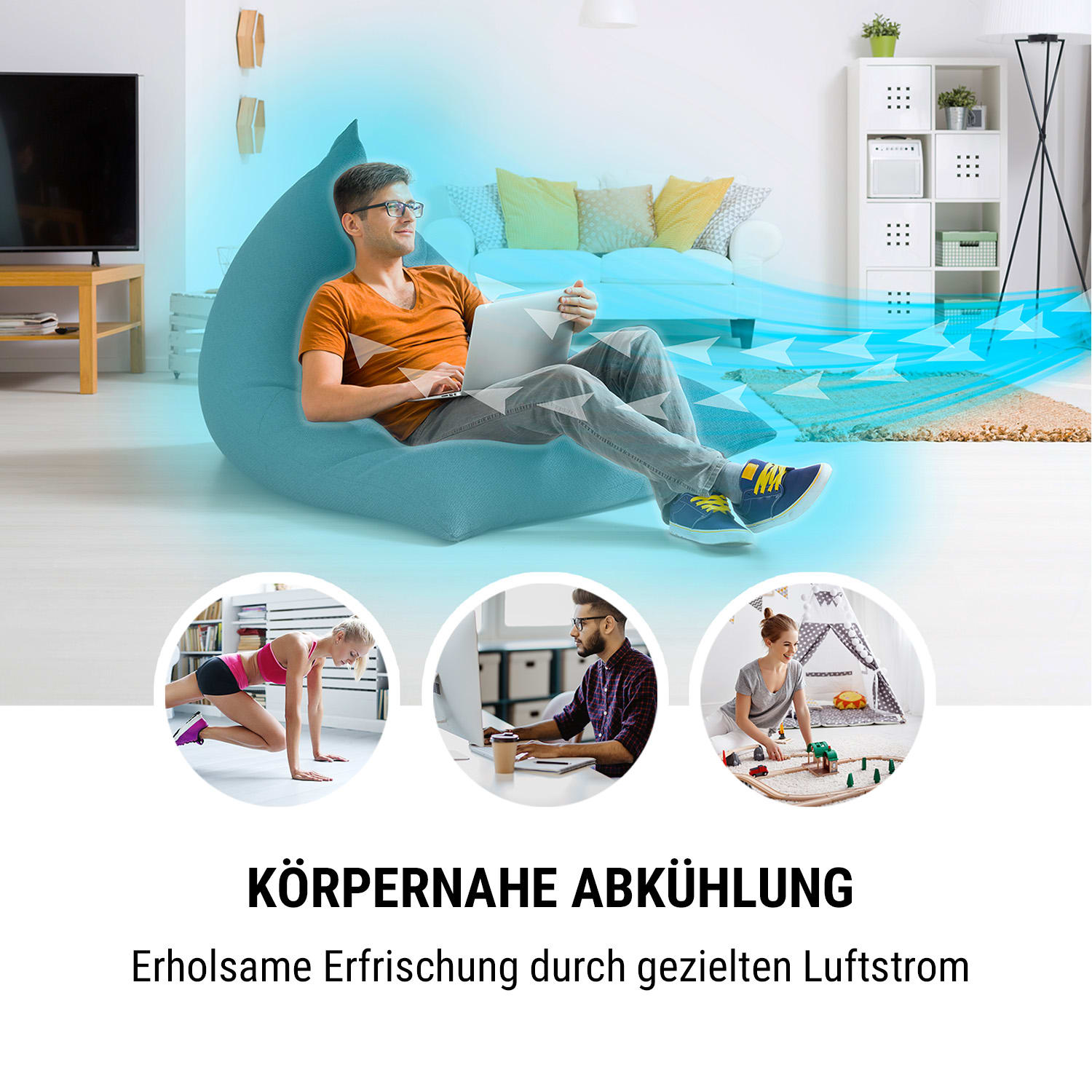 Arctic Cube 4-in-1 Luftkühler 40 Watt 230 m3/h 2 Kühlakkus Schwarz