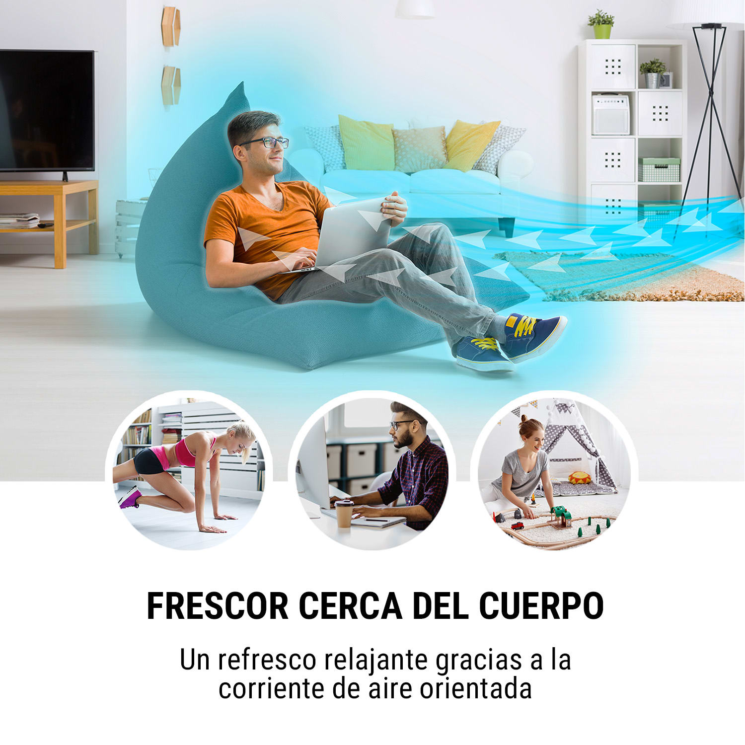 Arctic Cube Climatizador Evaporativo 4 en 1 40 Vatios 230 m3/h 2 bloques de refrigeración Negro