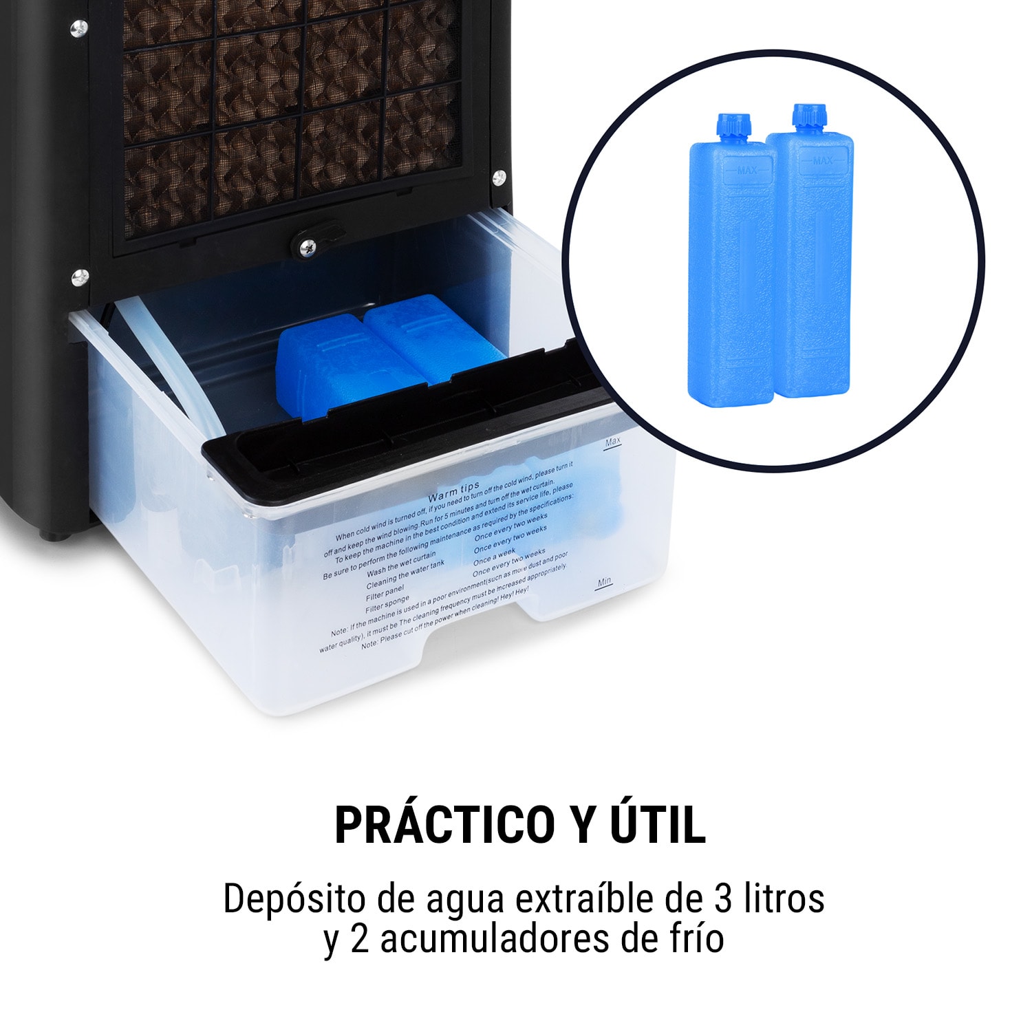 Arctic Cube Climatizador Evaporativo 4 en 1 40 Vatios 230 m3/h 2 bloques de refrigeración Negro