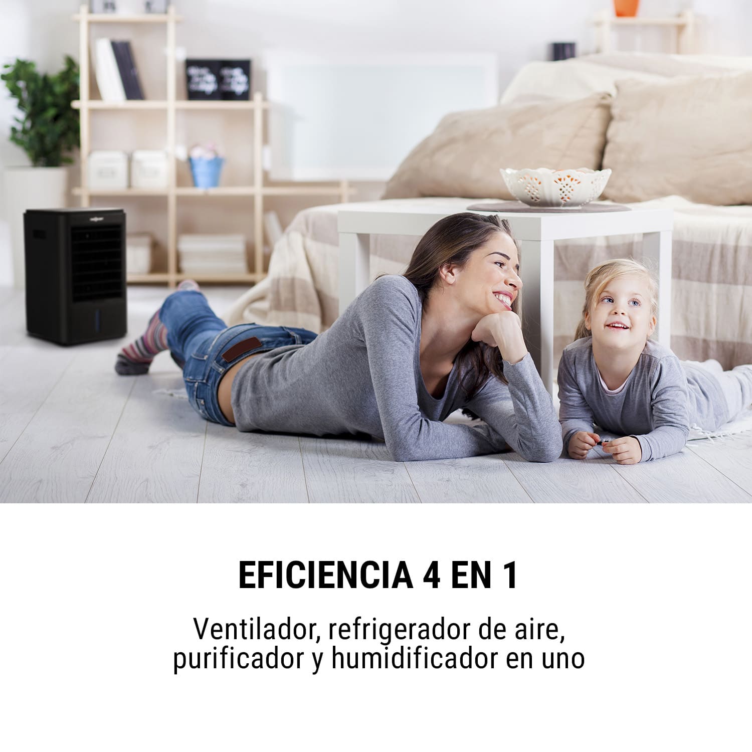 Arctic Cube Climatizador Evaporativo 4 en 1 40 Vatios 230 m3/h 2 bloques de refrigeración Negro