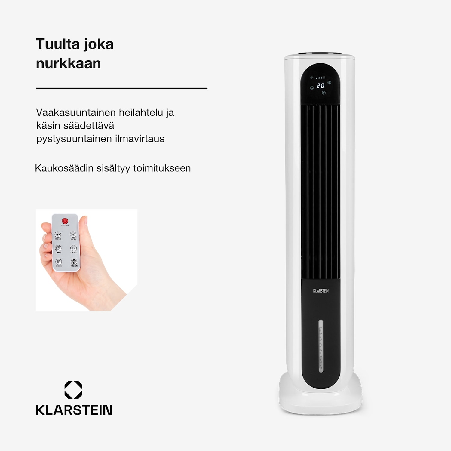 Polar Tower Smart tuuletin jäähdytin 7L 85W kaukosäädin 5x jääpakkaus 330 m³/h | Kyllä | Valkoinen
