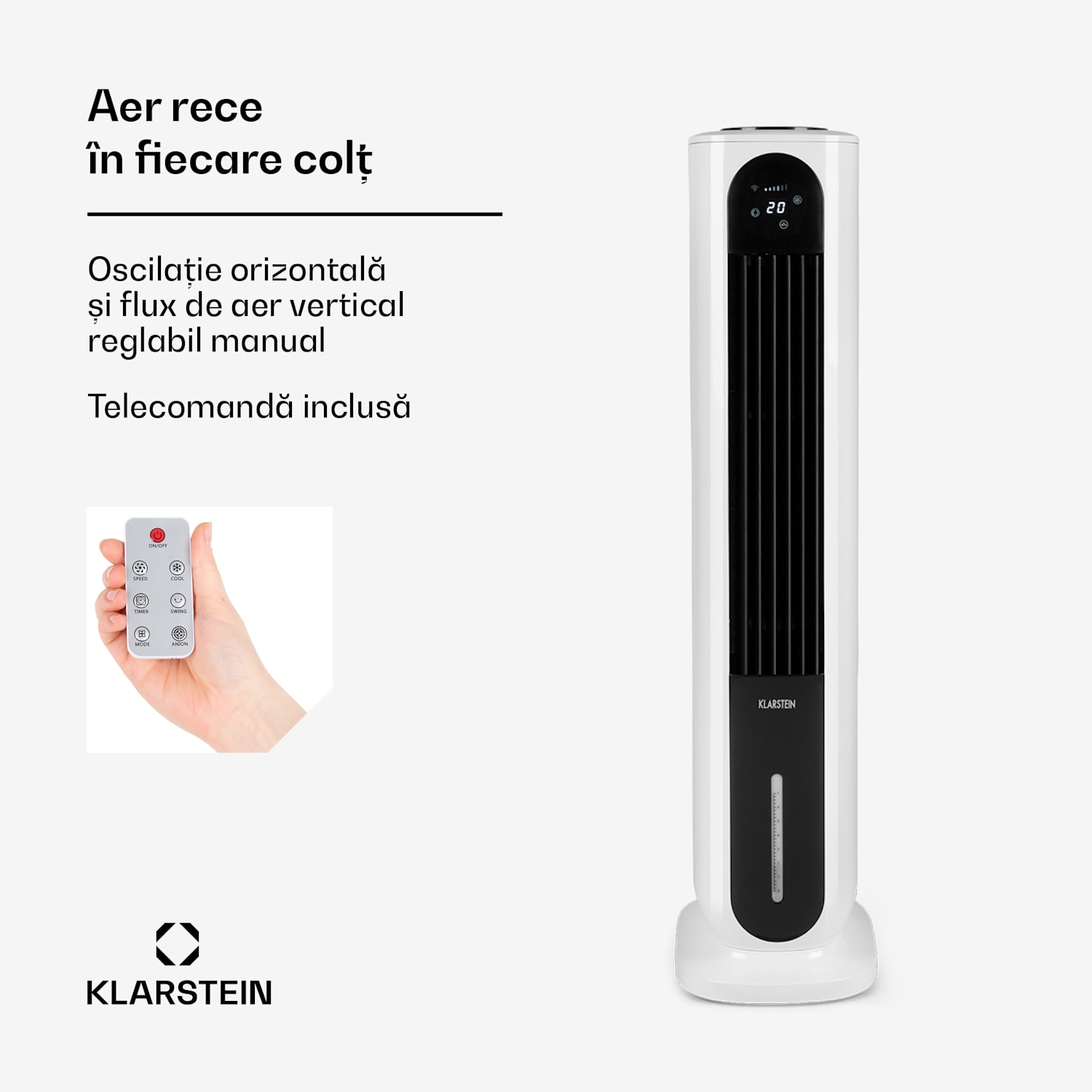 Polar Tower Smart, ventilator, răcitor de aer, 7L, 85W, telecomandă, 5 cutii de răcire 330 m³/h | Da | Alb