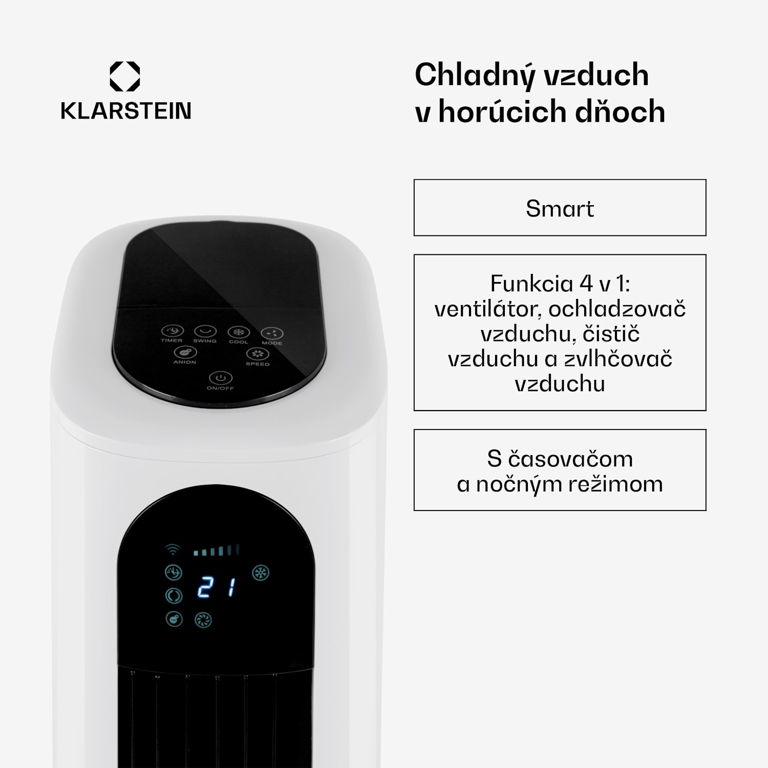 Polar Tower Smart, ochladzovač vzduchu, ventilátor, 85 W, 7 l, diaľkový ovládač, 5 x chladiaci box 