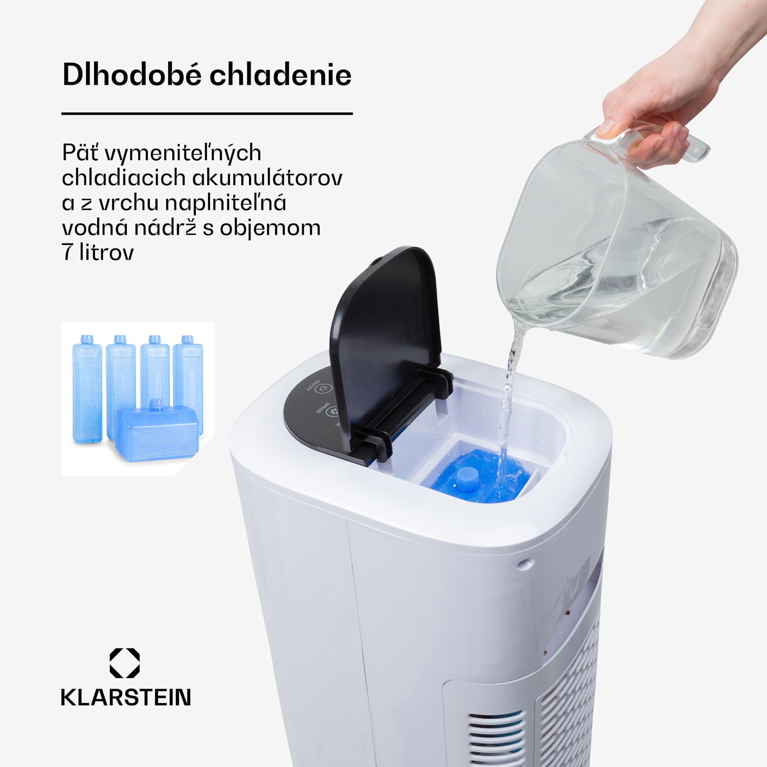 Polar Tower Smart, ochladzovač vzduchu, ventilátor, 85 W, 7 l, diaľkový ovládač, 5 x chladiaci box 