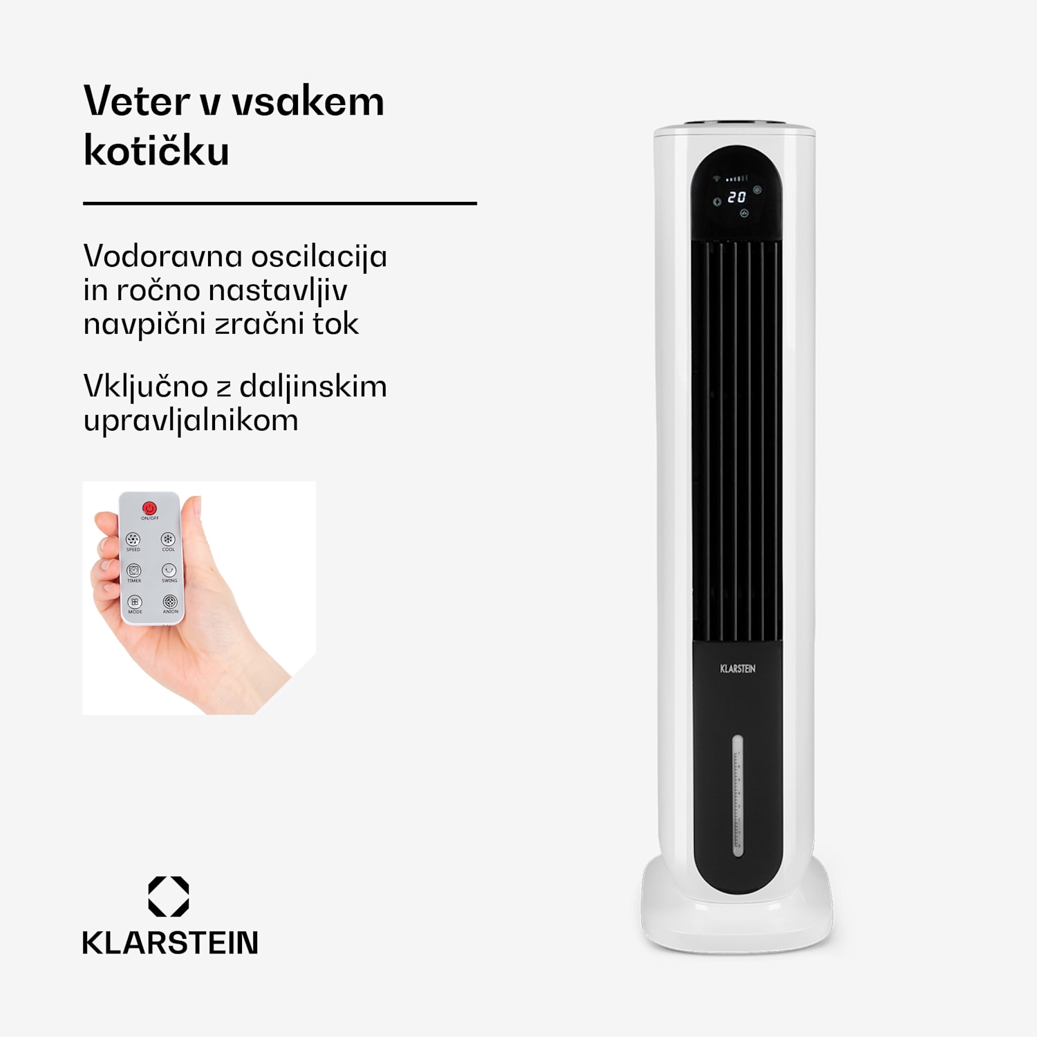 Polar Tower Smart, ventilator, hladilnik zraka, 7 L, 85 W, daljinski upravljalnik, 5 x hladilni boks 