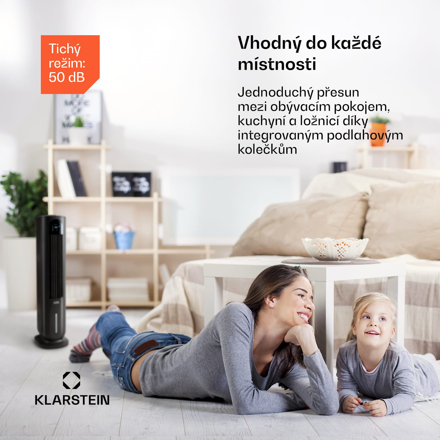 Polar Tower Smart, ventilátor, ochlazovač vzduchu, 7 l, 85 W, dálkové ovládání, 5x chladicí box 