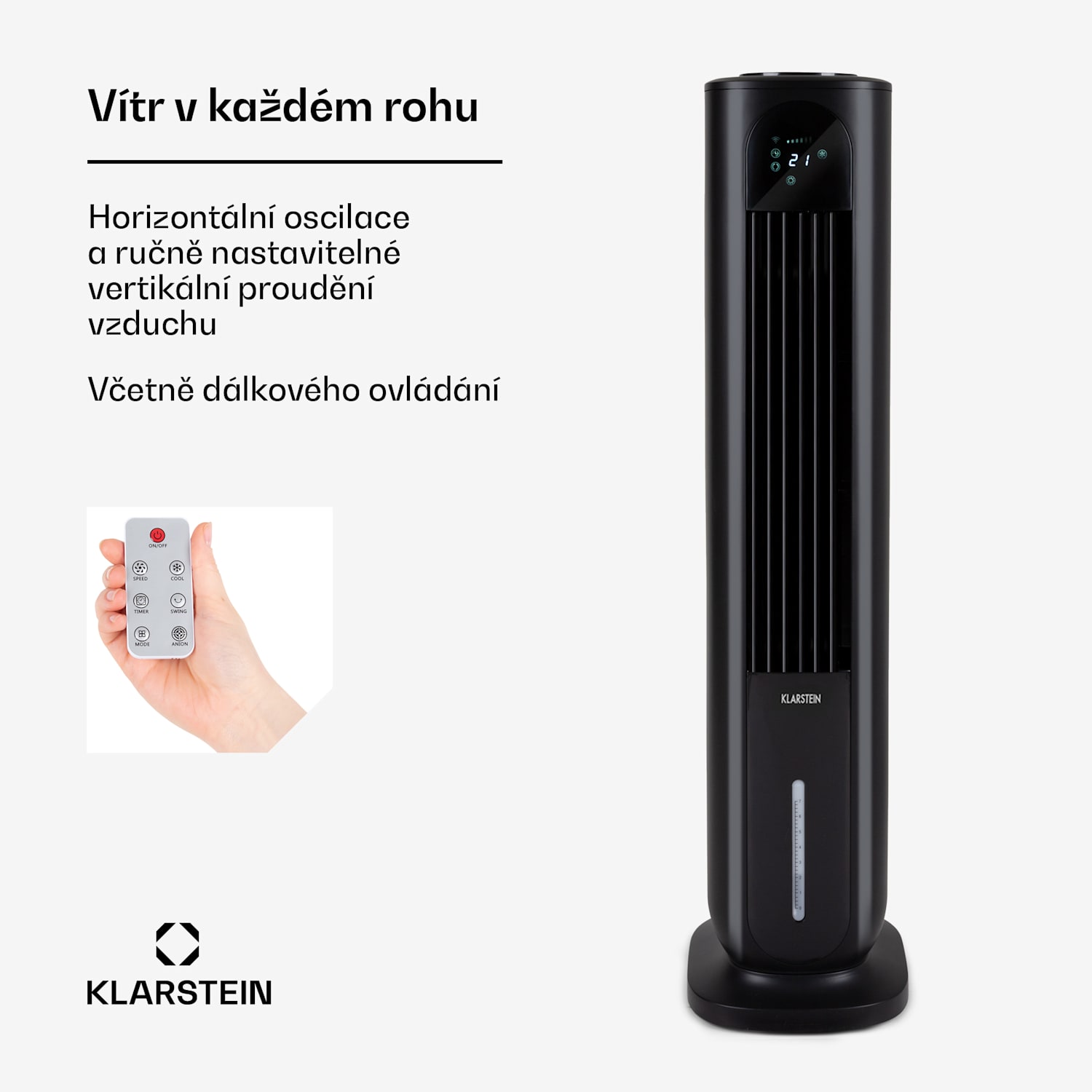 Polar Tower Smart, ventilátor, ochlazovač vzduchu, 7 l, 85 W, dálkové ovládání, 5x chladicí box 