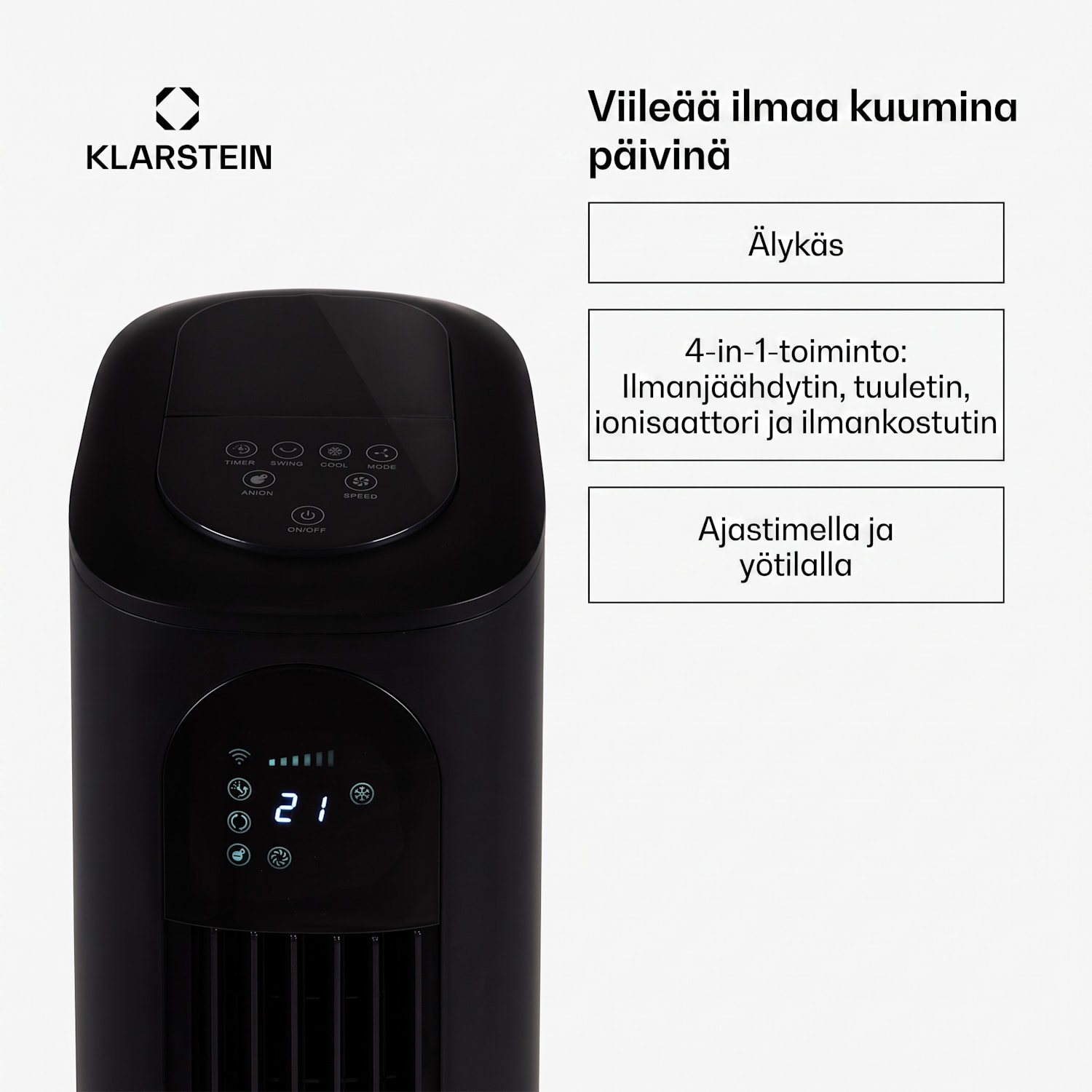Polar Tower Smart tuuletin ilmanjäähdytin 7l 85W kaukosäädin 5x jääpakkaus 330 m³/h | Kyllä | Musta