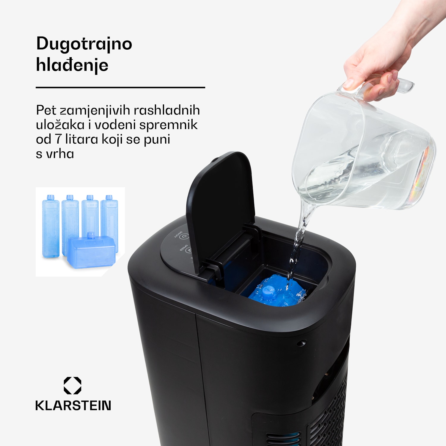 Polar Tower Smart, ventilator, rashlađivač zraka, 7L, 85W, daljinski upravljač, 5x spremnik za hlađenje 330 m³/h | Da | Crna