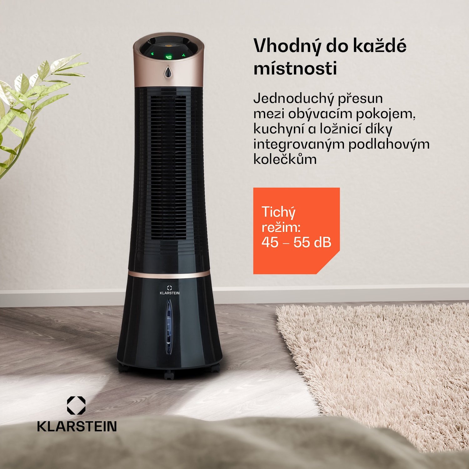 Skyscraper Ice 4 v 1, ventilátor, ochlazovač vzduchu, čistička vzduchu, zvlhčovač vzduchu, 210 m³/h, 45 W, oscilace, mobilní, dálkové ovládání 