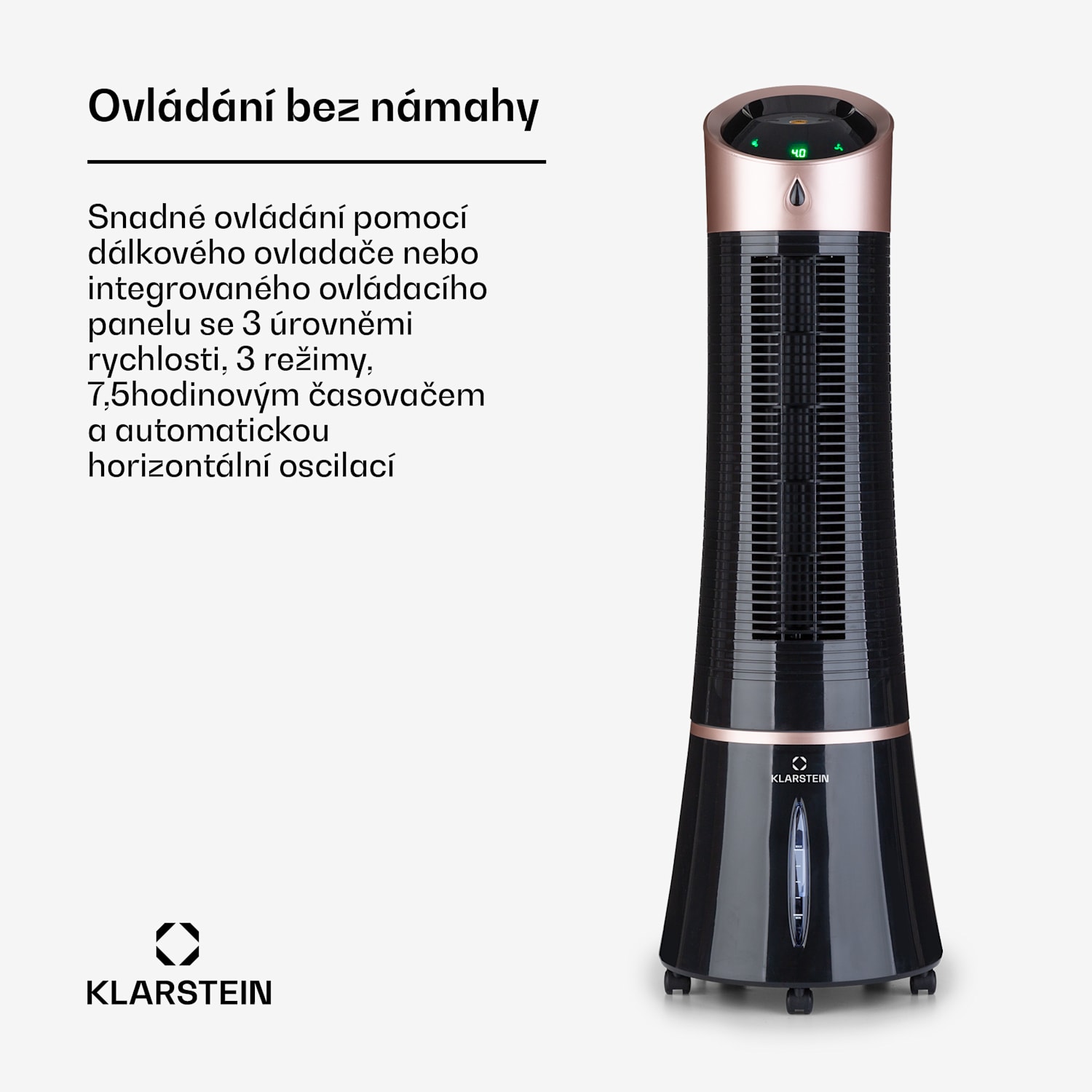 Skyscraper Ice 4 v 1, ventilátor, ochlazovač vzduchu, čistička vzduchu, zvlhčovač vzduchu, 210 m³/h, 45 W, oscilace, mobilní, dálkové ovládání 