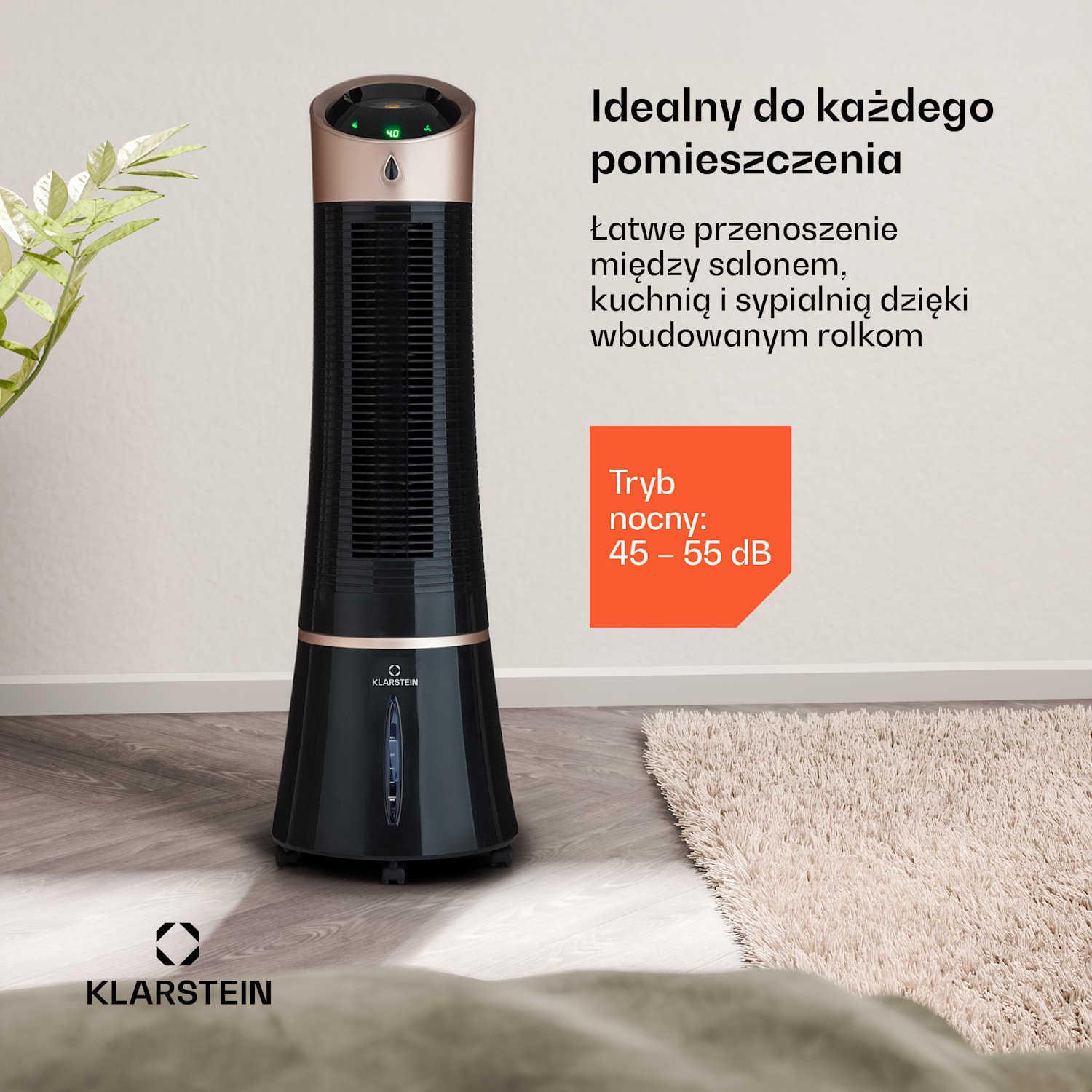 Skyscraper Ice, klimator 4 w 1, wentylator, oczyszczacz powietrza, nawilżacz powietrza, 210 m³/h, 30 W, oscylacja, przenośny, pilot 180 m³/h | Nie | Czarne / Różowe Złoto Metaliczne