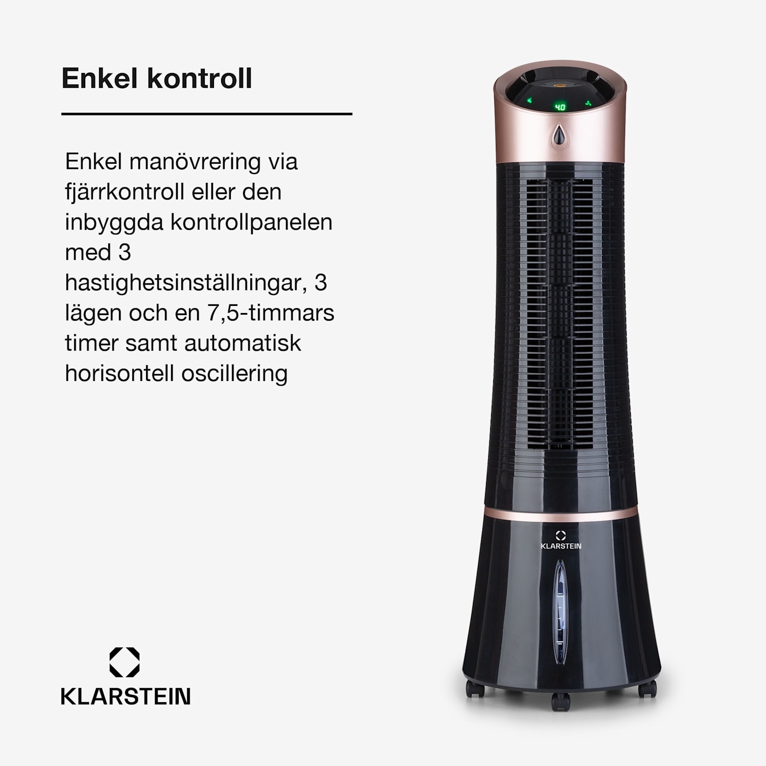 Skyscraper Ice 4-in-1 luftkylare fläkt 180 m³/h 30 W oscillation mobil fjärrkontroll 180 m³/h | Nej | Svart / Roséguld Metallic