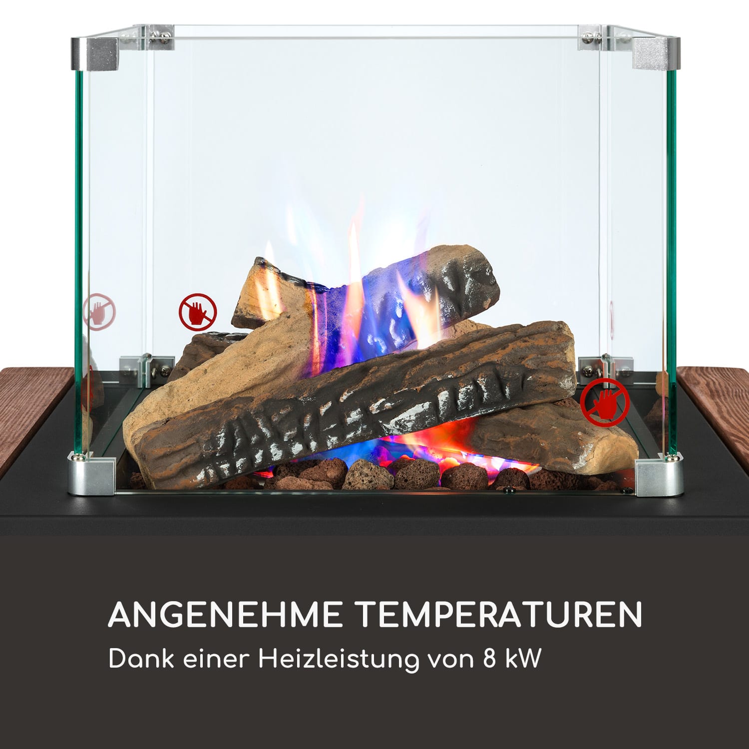 Flagranti Plus Gasheizstrahler 8kW Seitentische Edelstahl 6 