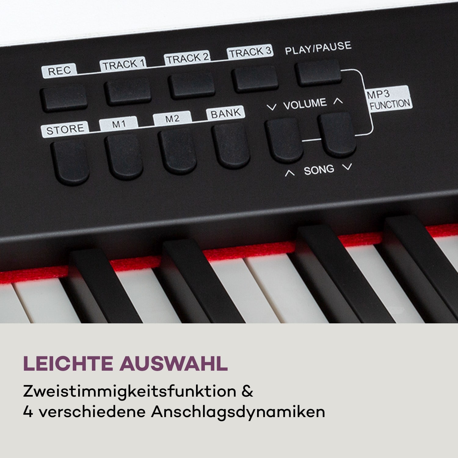 Subi 88 Harmony E-Piano 88 Tasten Hammermechanik 160 Rhythmen 80  Demosongs Weißes Holz