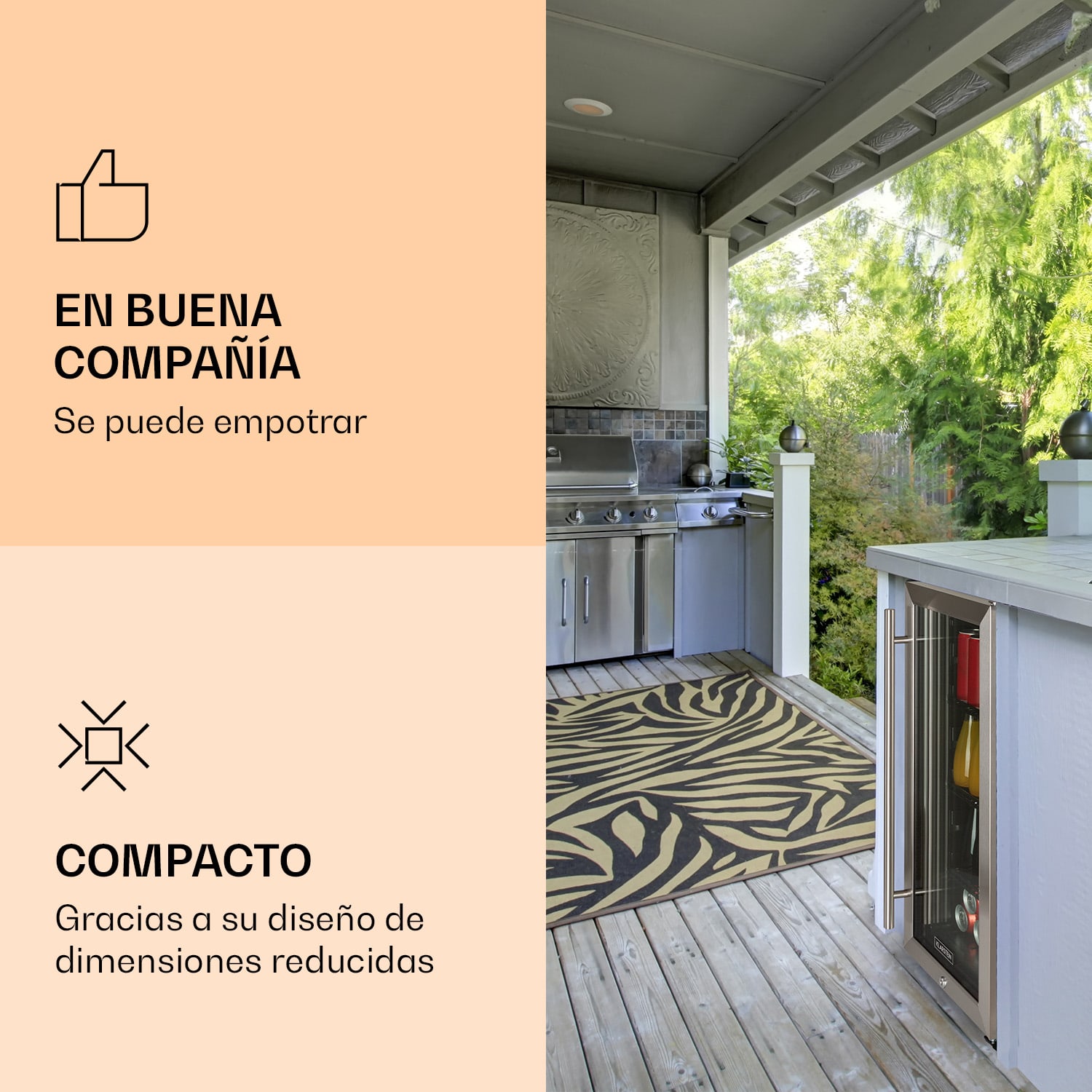Nevera para exteriores FreshAir 90, con 4 niveles, 3 estantes, IP24, filtro UV, acero inoxidable 