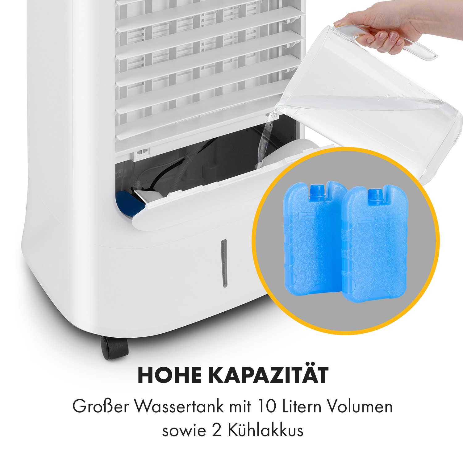 Iceberg Breeze, raffrescatore evaporativo 2 in 1, 65 Watt, 283 m3/h, serbatoio da 10 L, 2 batterie di raffreddamento 