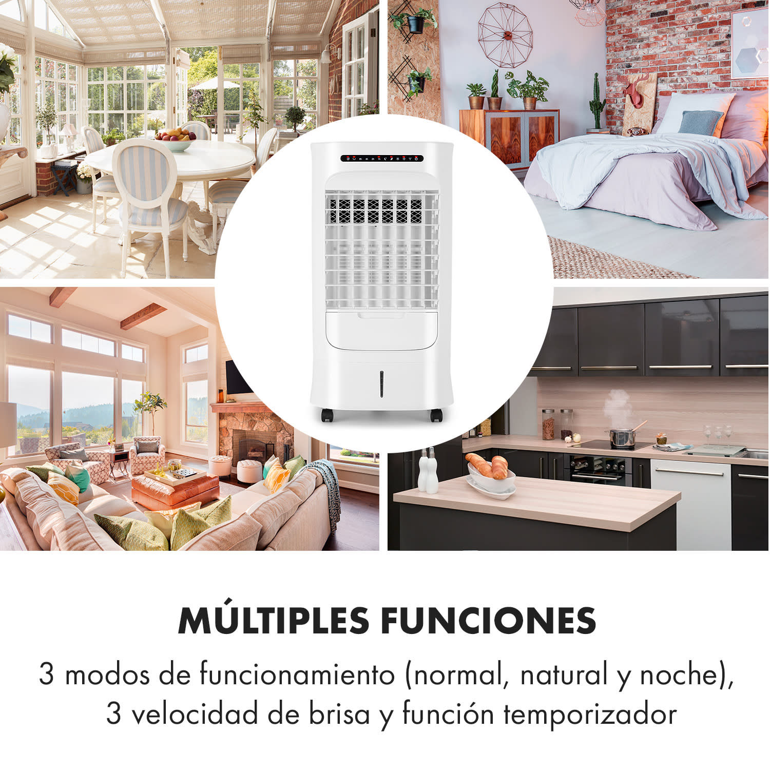 Refrigerador de aire Iceberg Breeze 2 en 1, 65 vatios 283 m3/h, tanque de 10 l, 2 acumuladores de refrigeración 