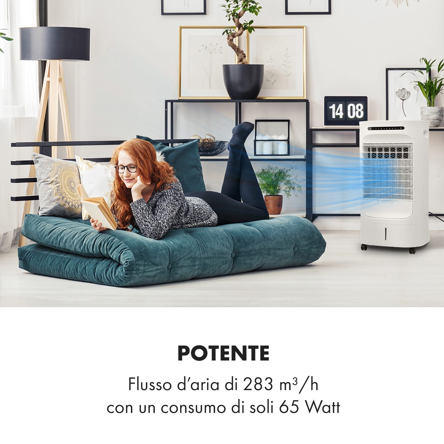 Iceberg Breeze, raffrescatore evaporativo 2 in 1, 65 Watt, 283 m3/h, serbatoio da 10 L, 2 batterie di raffreddamento 