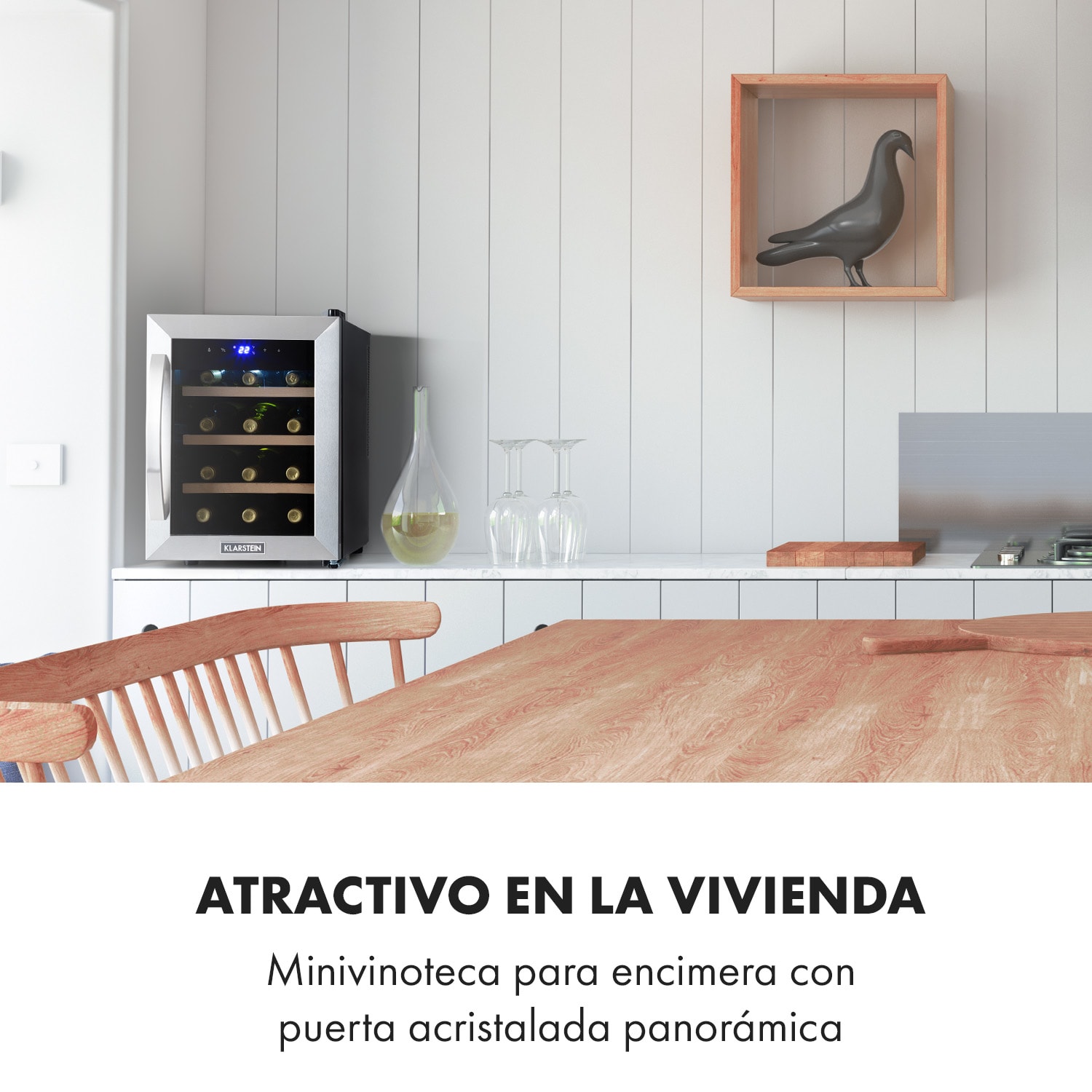 Nevera para vinos Reserva 12 Uno, 12 botellas, 31 litros, acero inoxidable 1 zona de refrigeración | 12 botellas