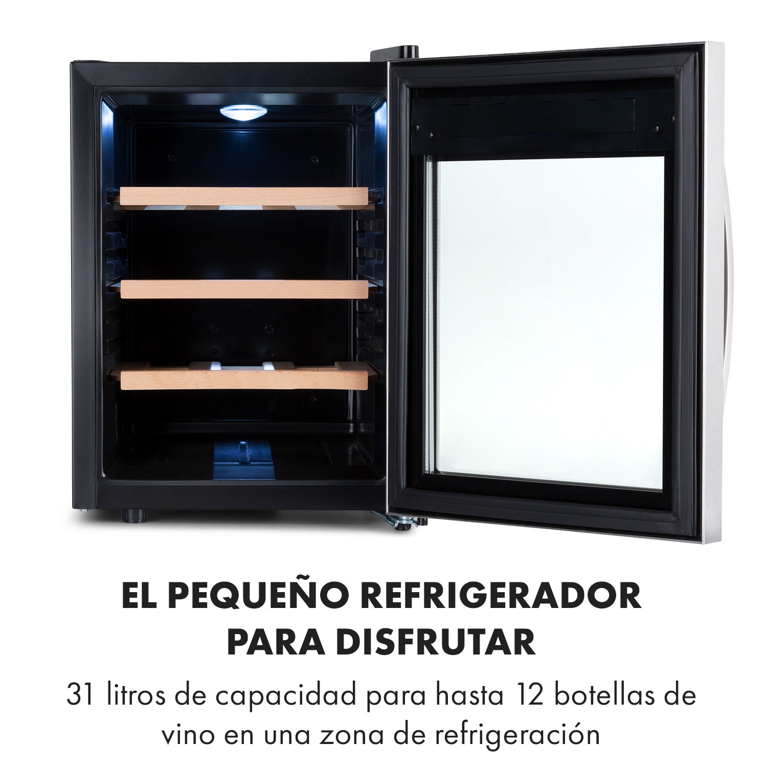 Nevera para vinos Reserva 12 Uno, 12 botellas, 31 litros, acero inoxidable 1 zona de refrigeración | 12 botellas