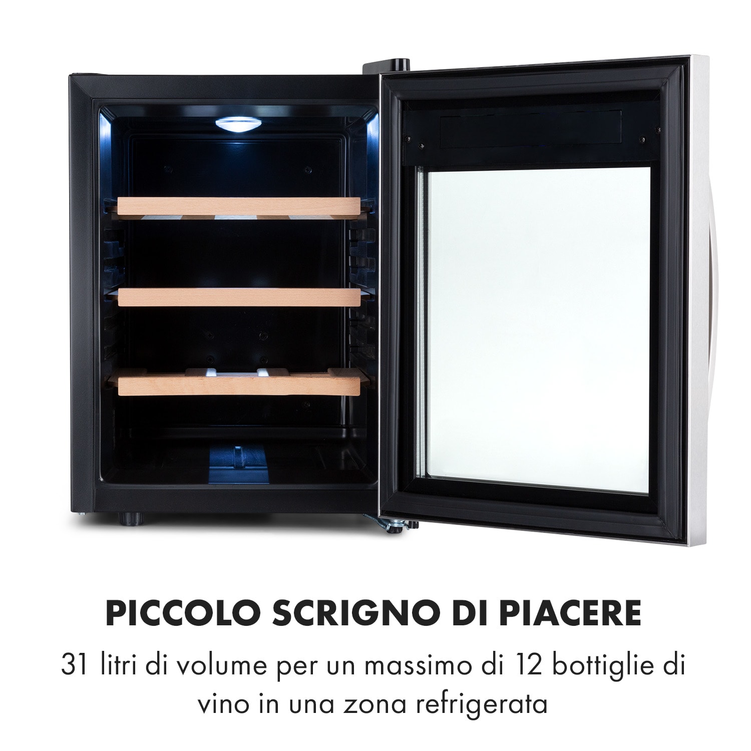 Reserva 12 uno - Frigorifero per vini, 12 bottiglie, 31 litri, acciaio inox 1 zona di raffreddamento | 12 bottiglie
