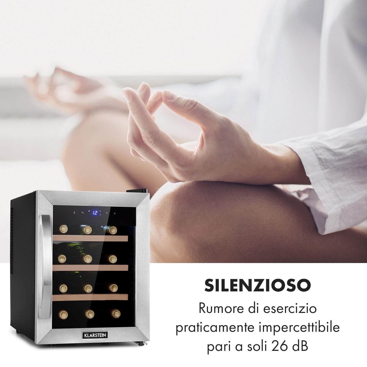 Reserva 12 uno - Frigorifero per vini, 12 bottiglie, 31 litri, acciaio inox 1 zona di raffreddamento | 12 bottiglie