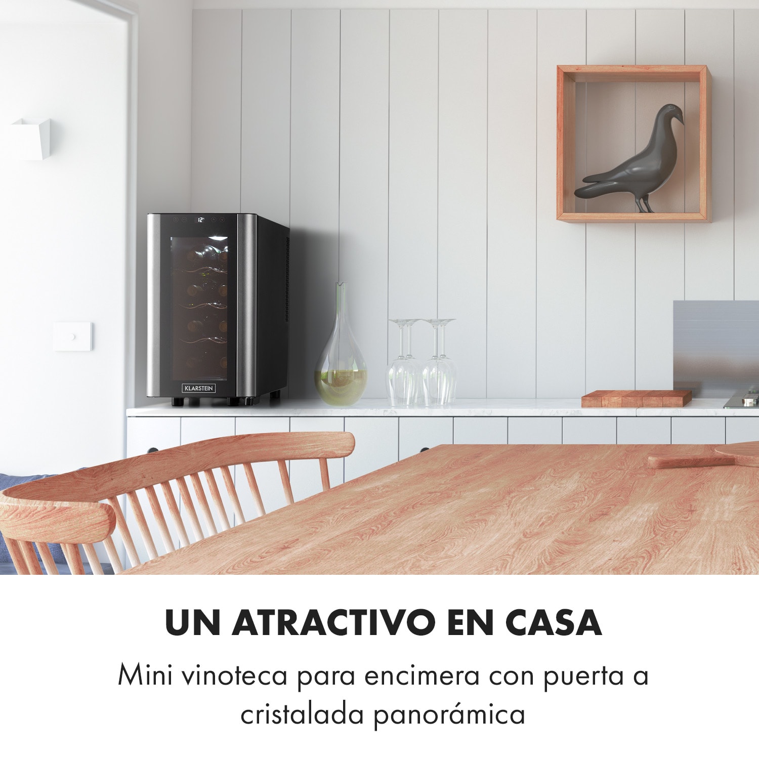 Nevera para vinos Reserva 8 Slim Uno, 8 botellas, 23 litros, acero inoxidable 