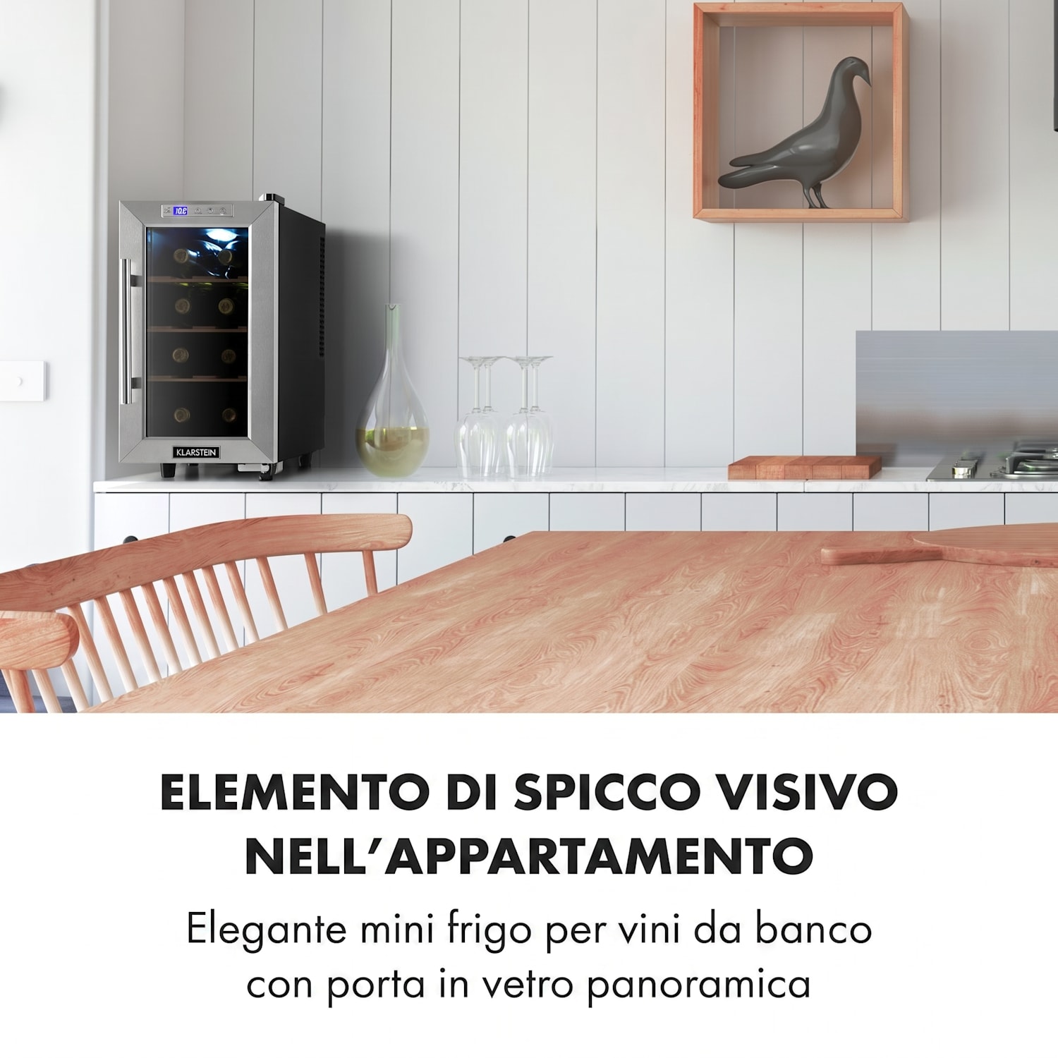 Reserva 8 Uno, cantinetta vino, 23 litri, 8 bottiglie, 11-18 °C, 26 dB, acciaio inox 1 zona di raffreddamento | 8 bottiglie